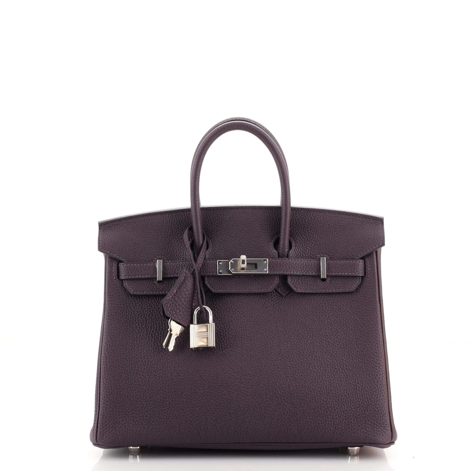 Hermes Birkin 25 Handbag Raisin Togo Leather 2019