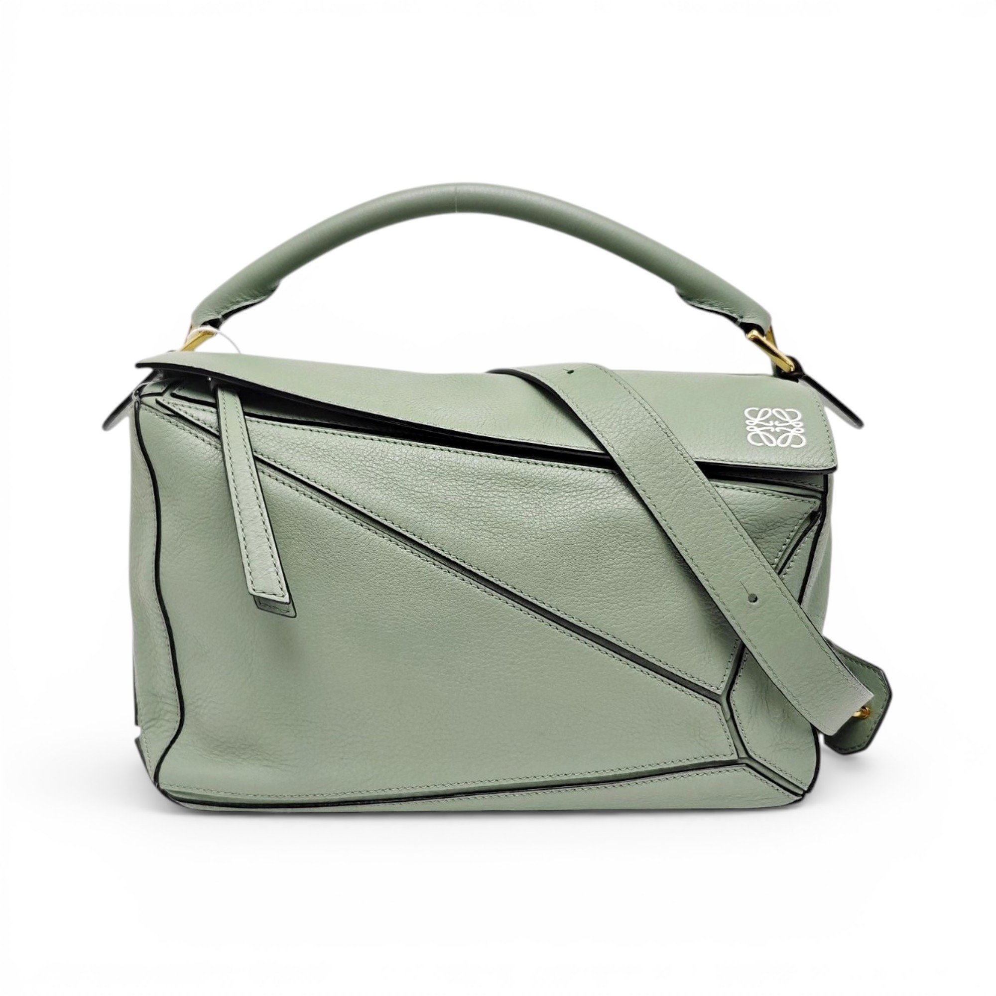 Puzzle leather handbag