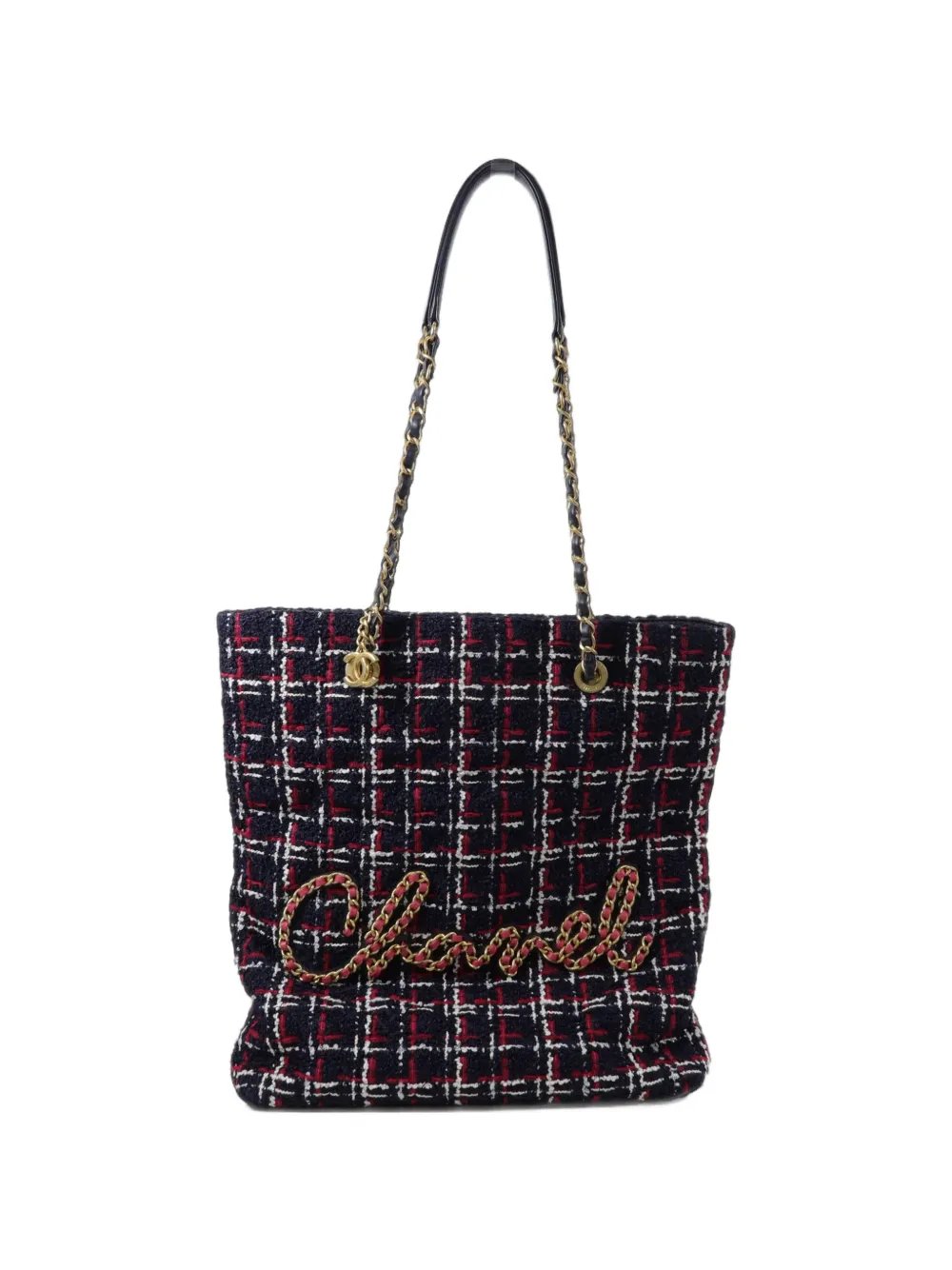 CC logo tweed tote bag