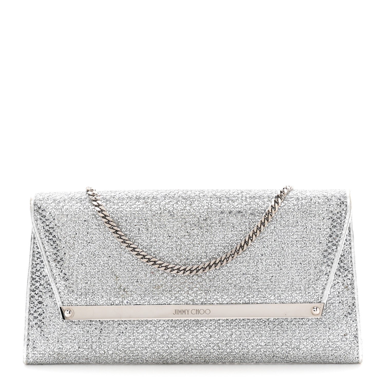 Jimmy Choo Jimmy Choo Glitter Margot Clutch Silver