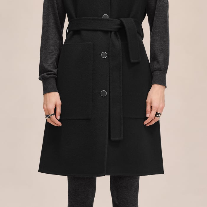 Noir Belted Cashmere Long Vest