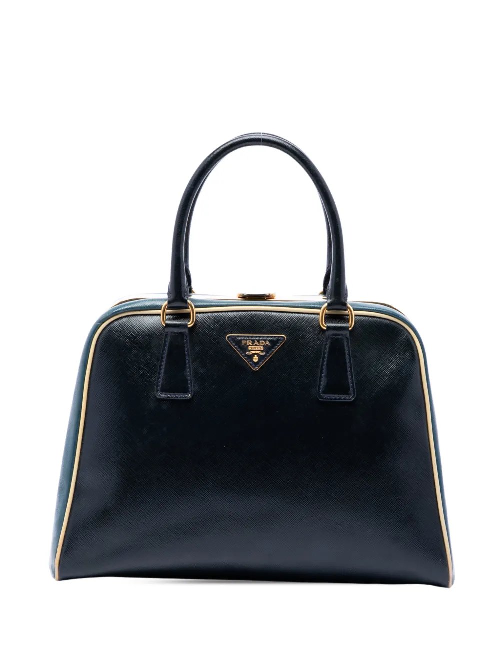 2000-2013 Bicolor Saffiano Vernice Pyramid Frame handbag