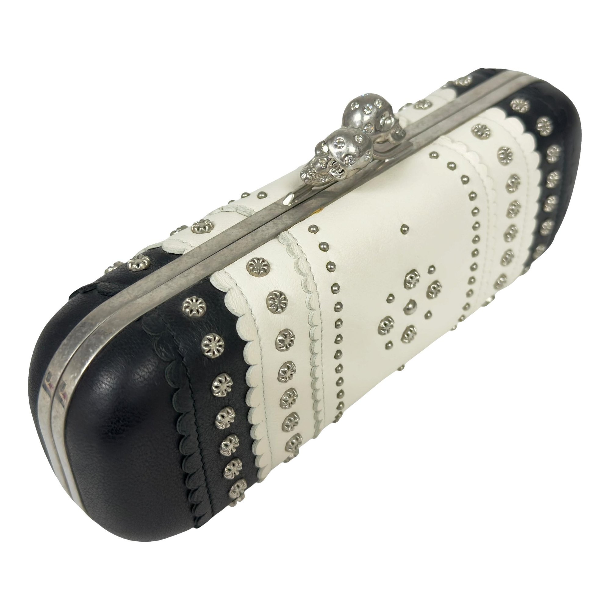 Skull leather clutch bag