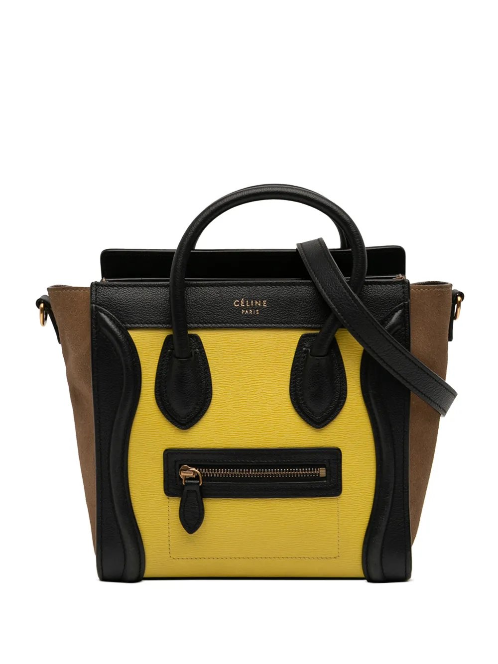 2014 Nano Tricolor Calfskin and Suede Luggage Tote satchel