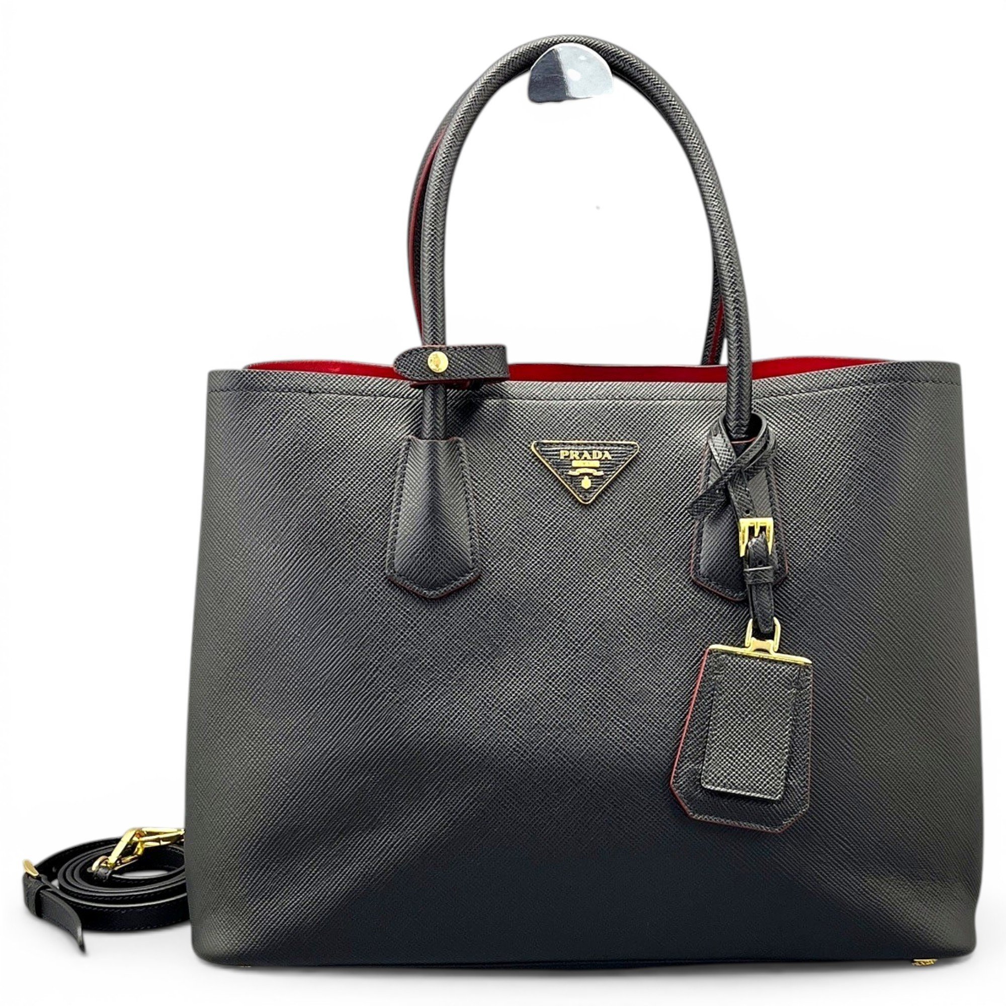 Double leather handbag