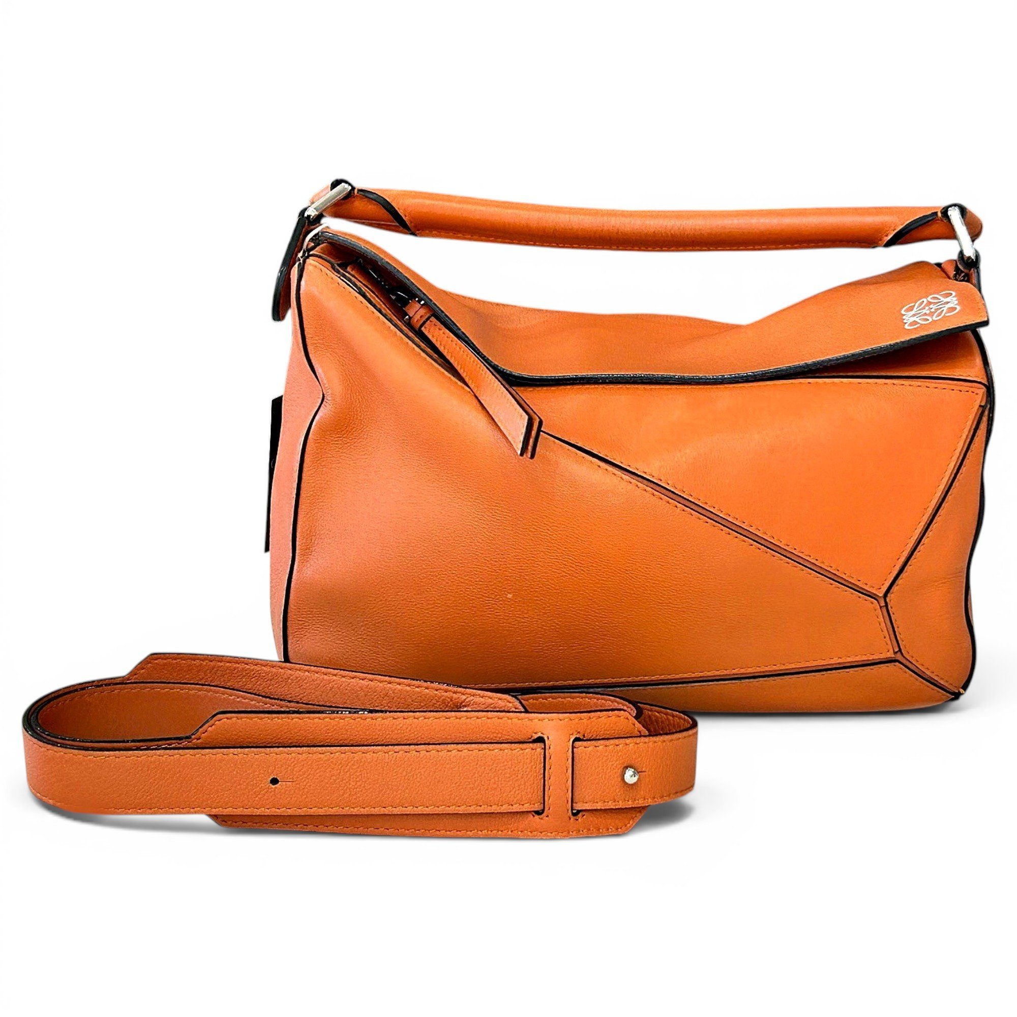 Puzzle leather handbag