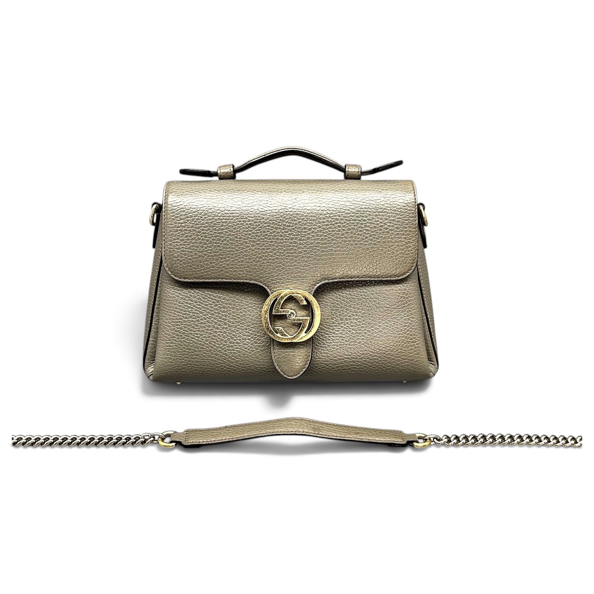 Interlocking leather handbag