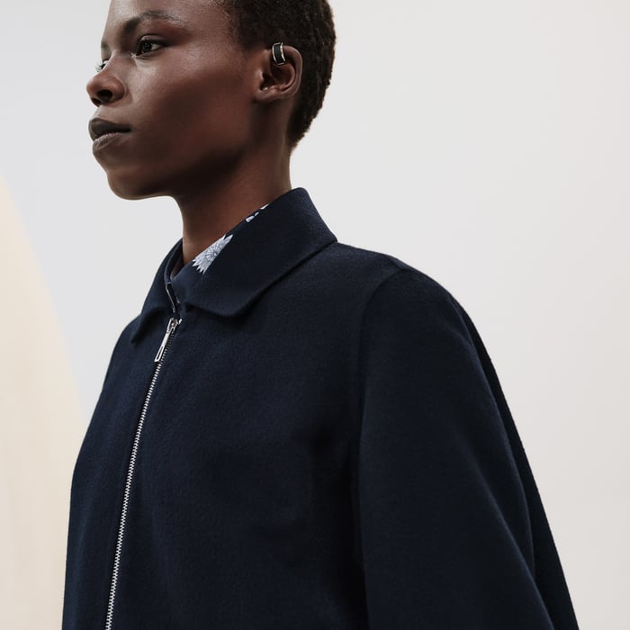 Bleu Noir Wool Zipped Coat