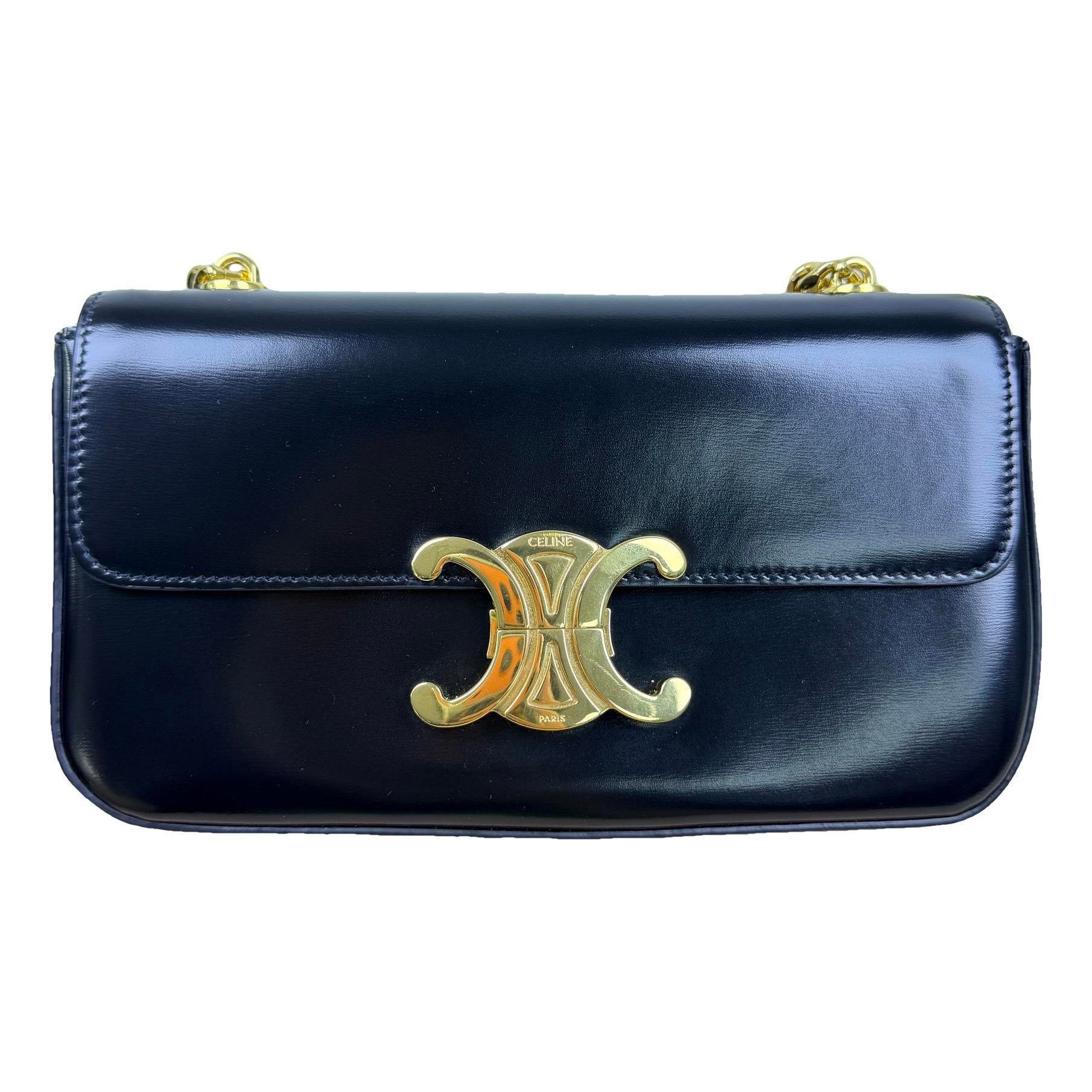 Triomphe chain leather handbag