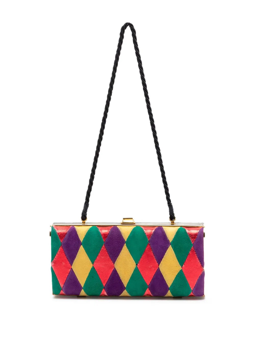 Miu Miu 1993-2010 Multicolor Velvet Harlequin Minaudiere Clutch with Strap shoulder bag