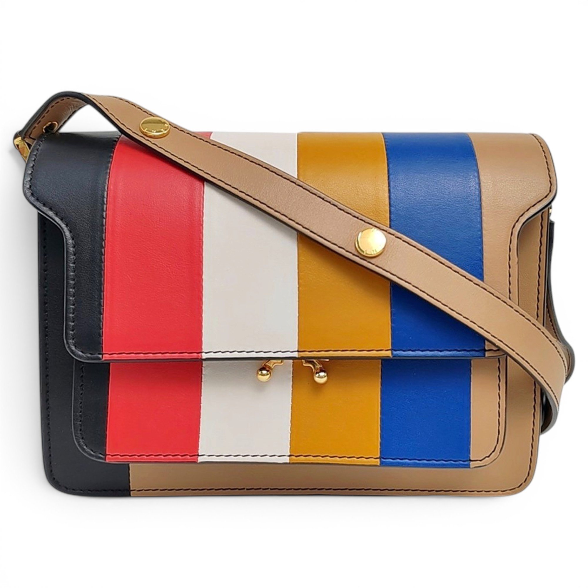 Trunk leather crossbody bag