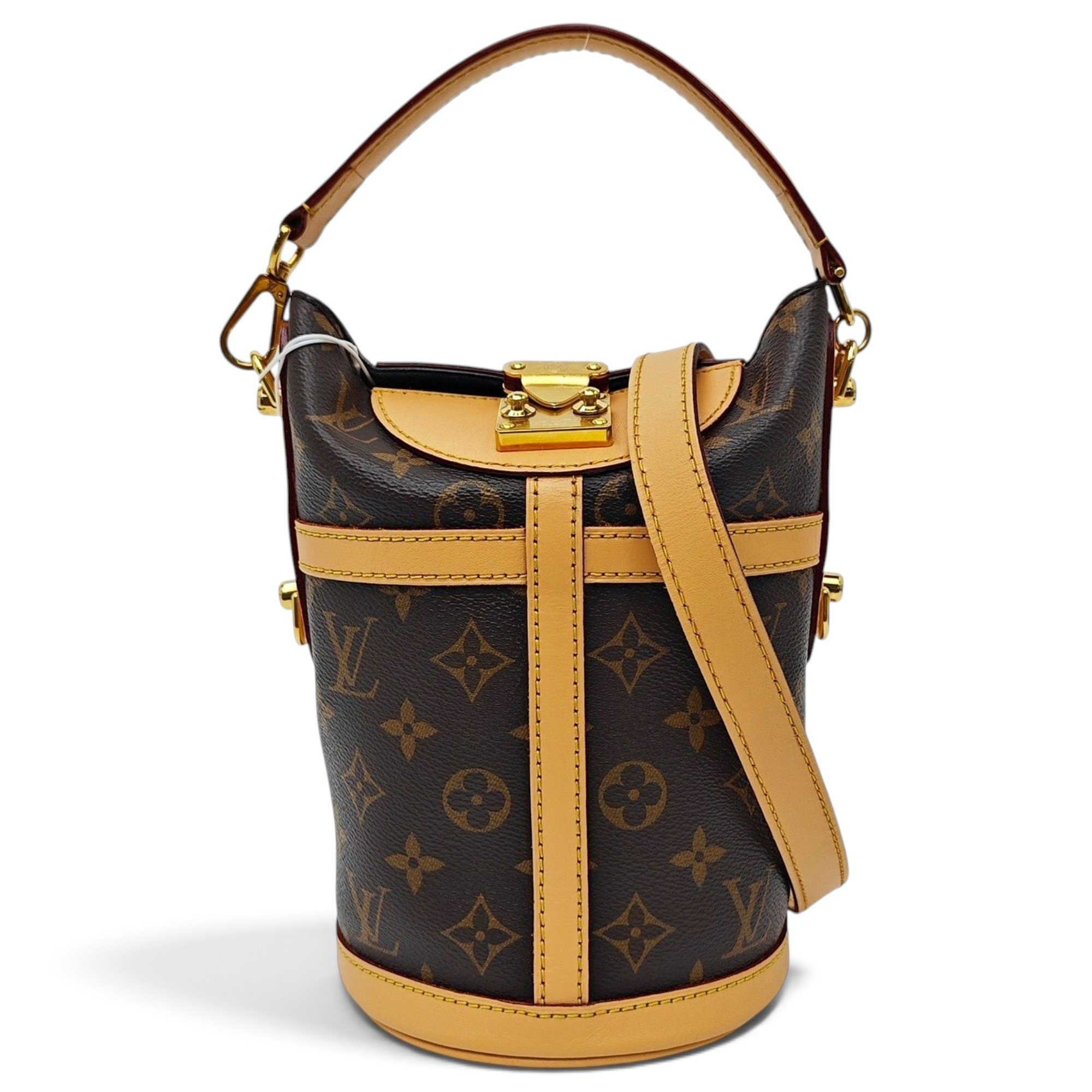 Duffle leather handbag