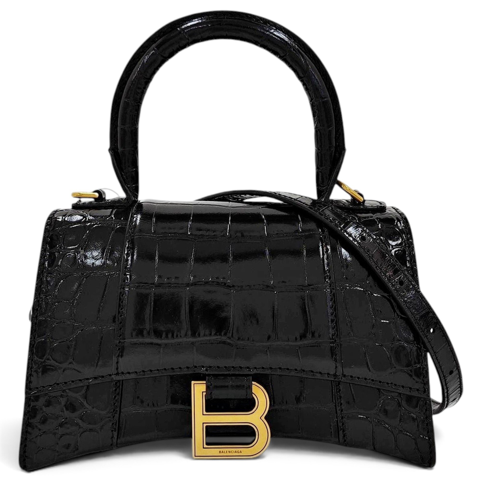 Hourglass leather handbag