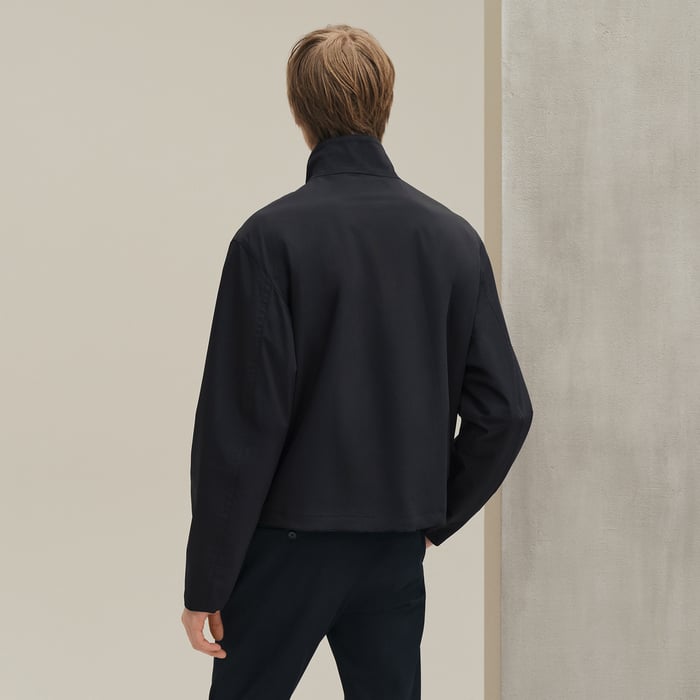 Marine "Rayures De Laine Et Papier" Reversible Straight Cut Jacket