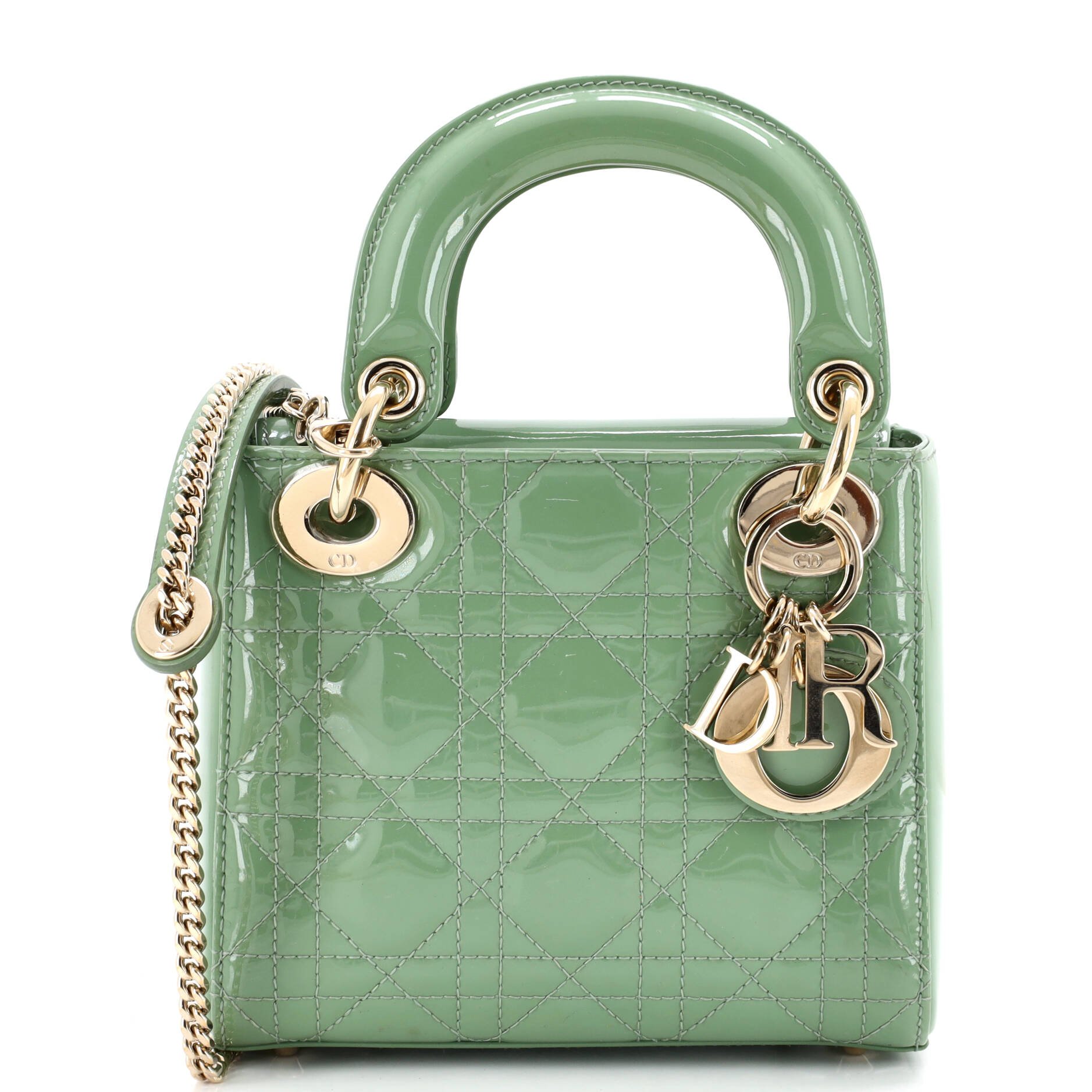 Lady Dior Chain Bag Cannage Quilt Patent Mini