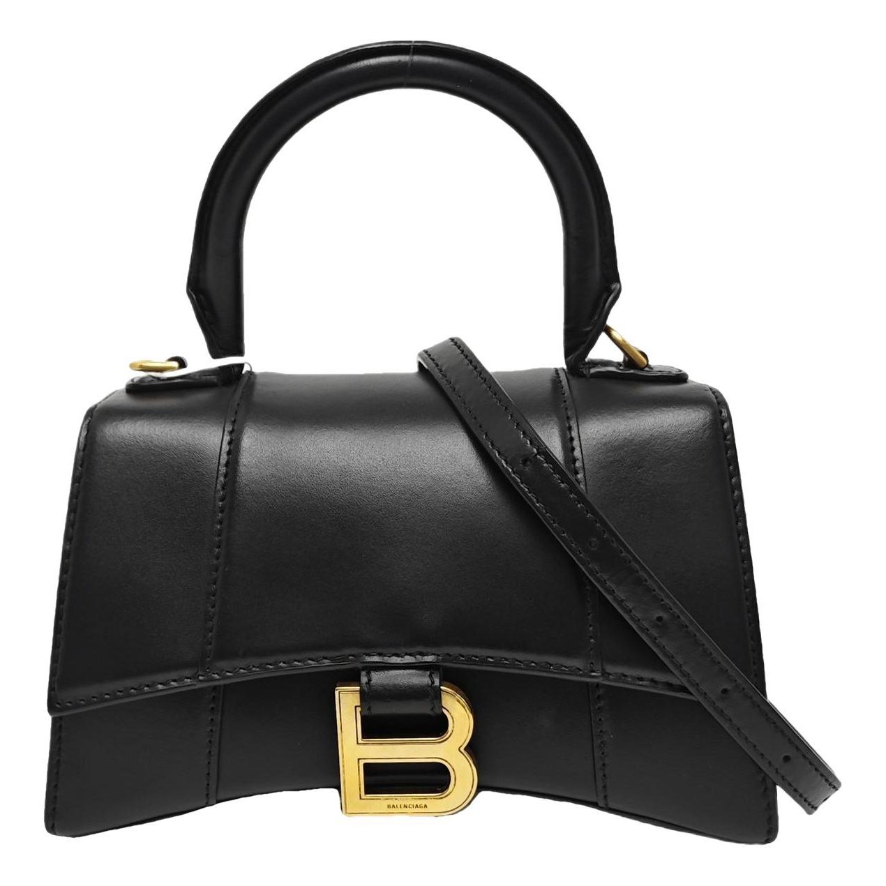 Hourglass leather handbag