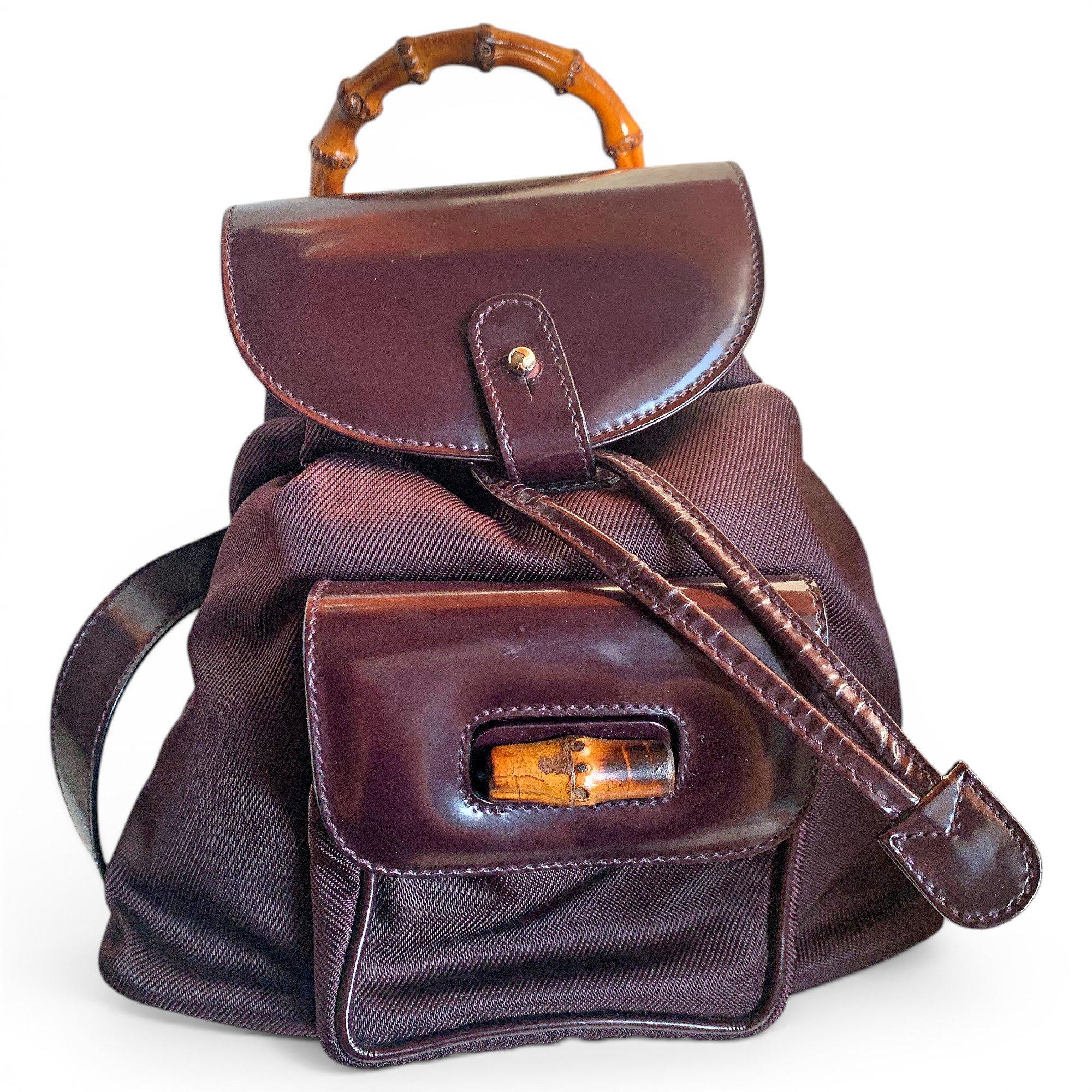 Bamboo Tassel Oval leather backpack