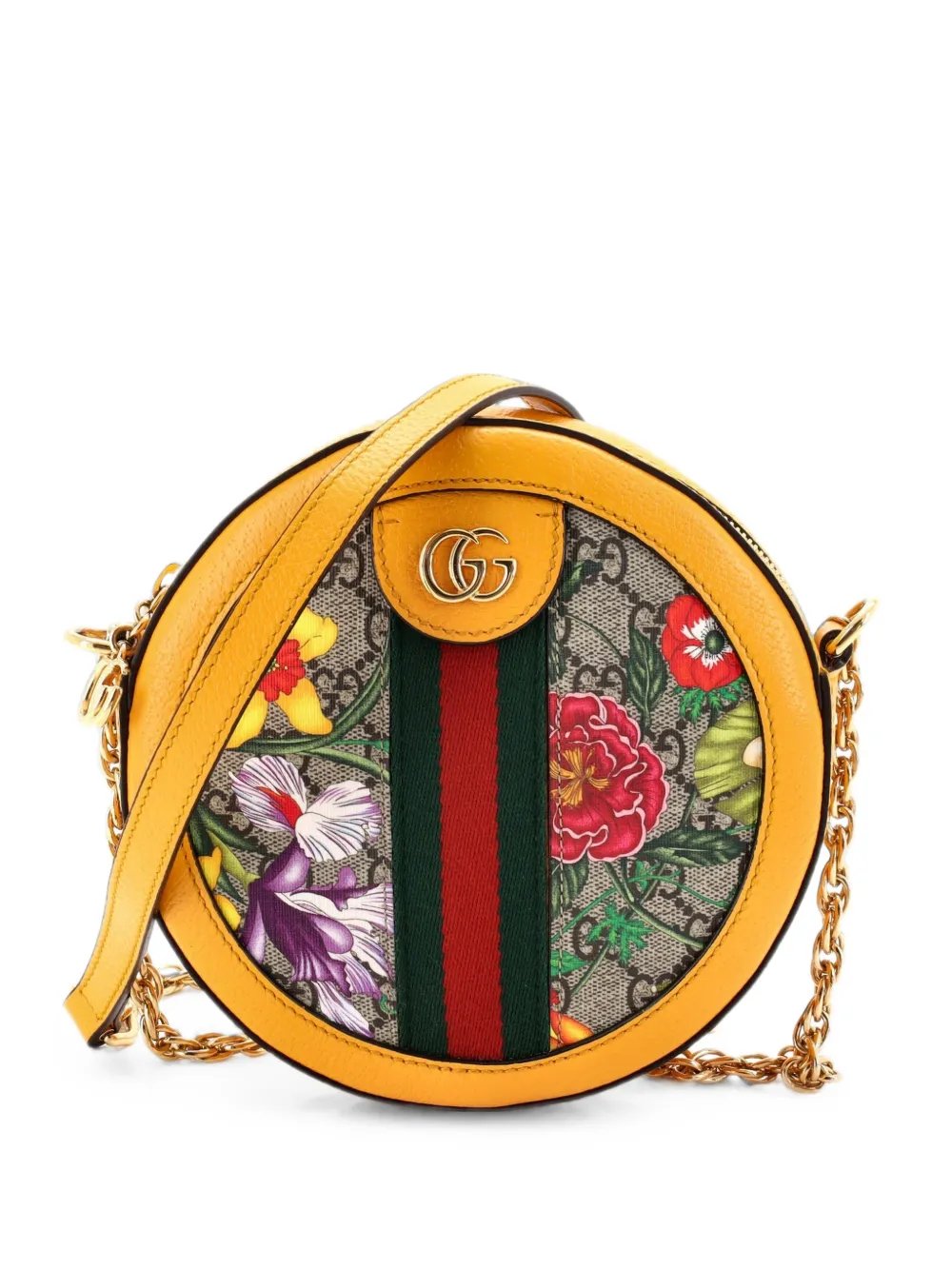 Ophidia Round Shoulder Bag Flora GG Coated Canvas Mini crossbody bag