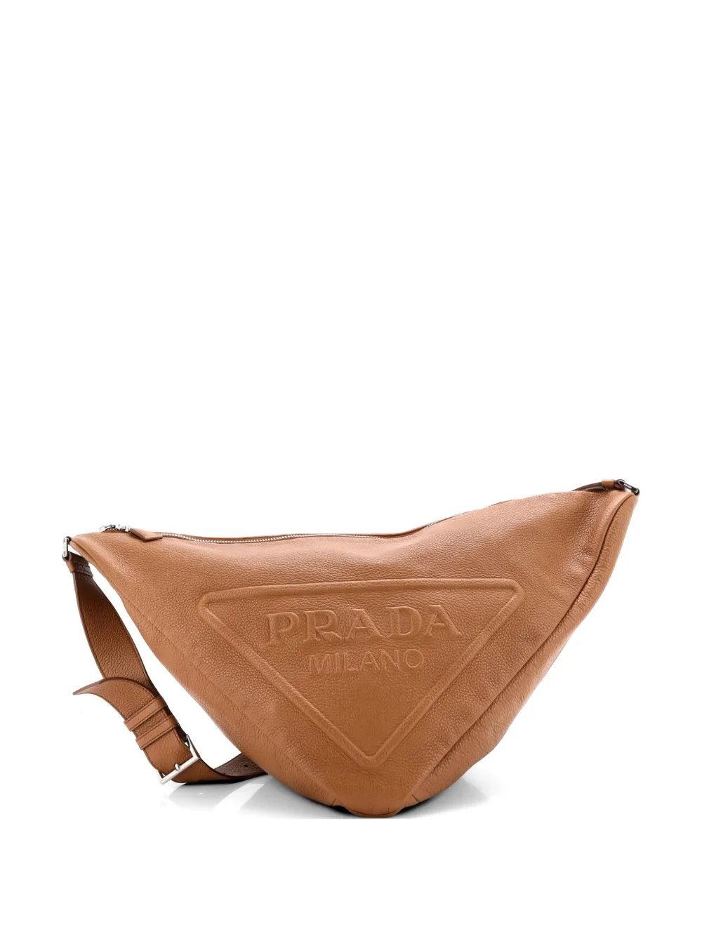 Triangle Logo Zip Messenger Leather Large crossbody bag