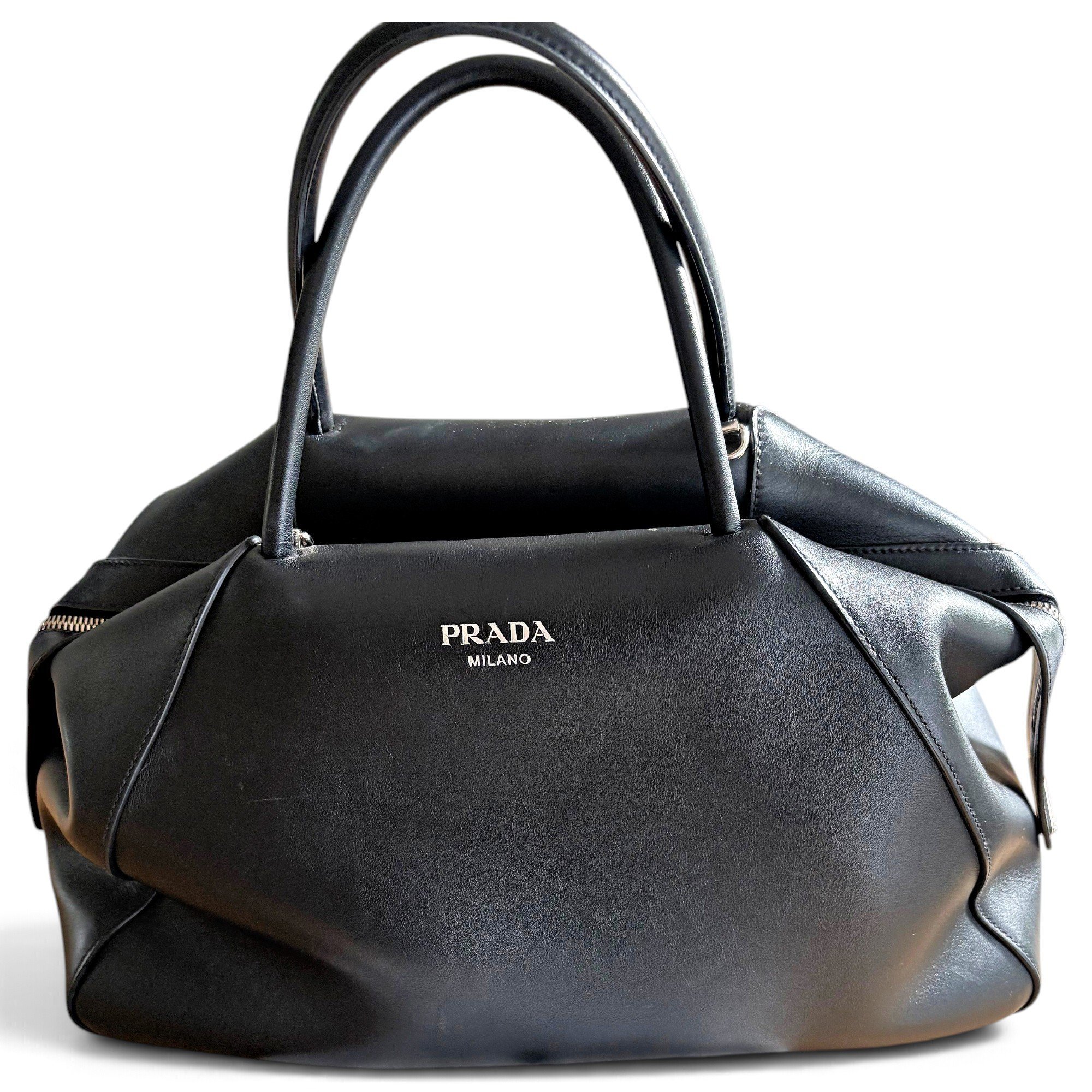 Bowling leather handbag