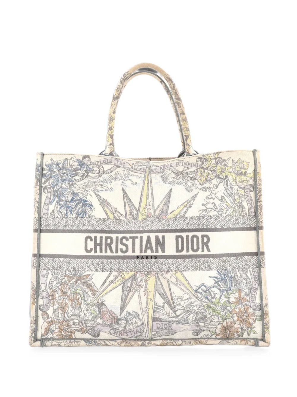 Book Embroidered Canvas Large tote bag