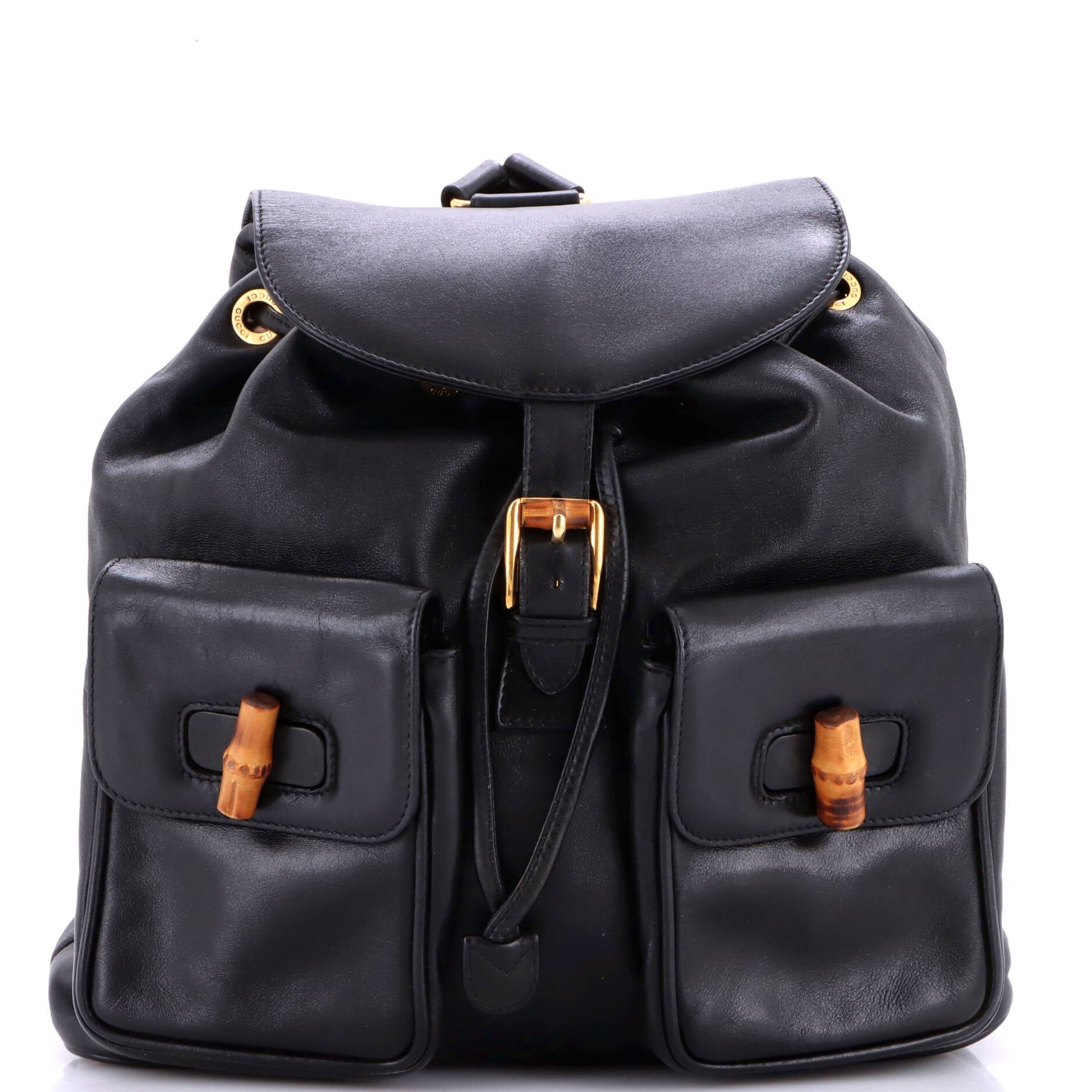 Vintage Bamboo Backpack Leather Medium