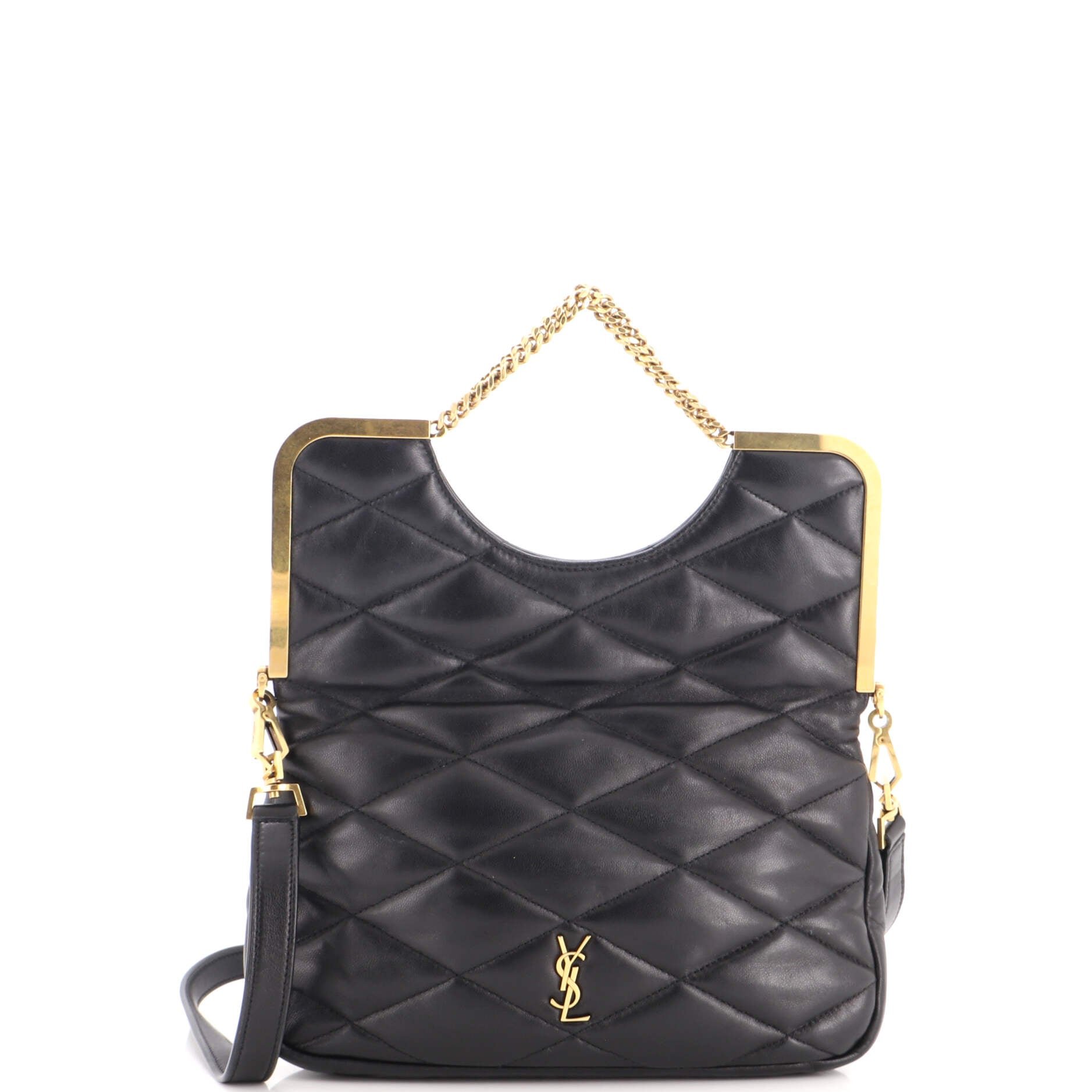 Charniere Frame Clutch Bag Quilted Leather