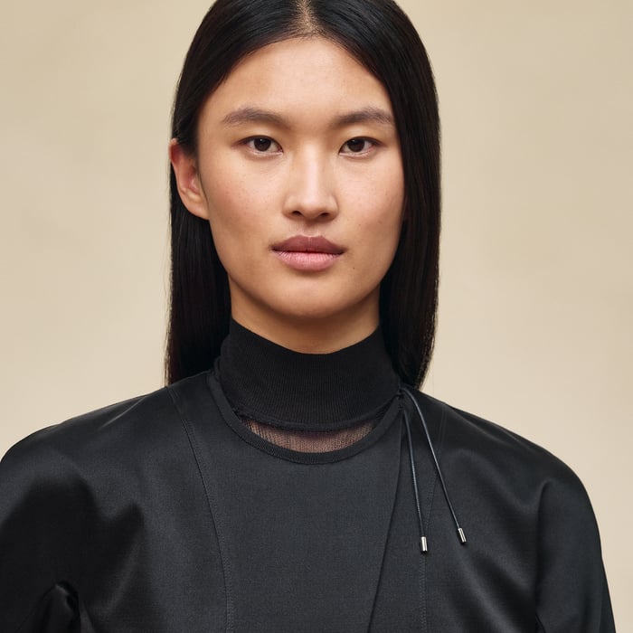 Noir Short Jacket With Basque