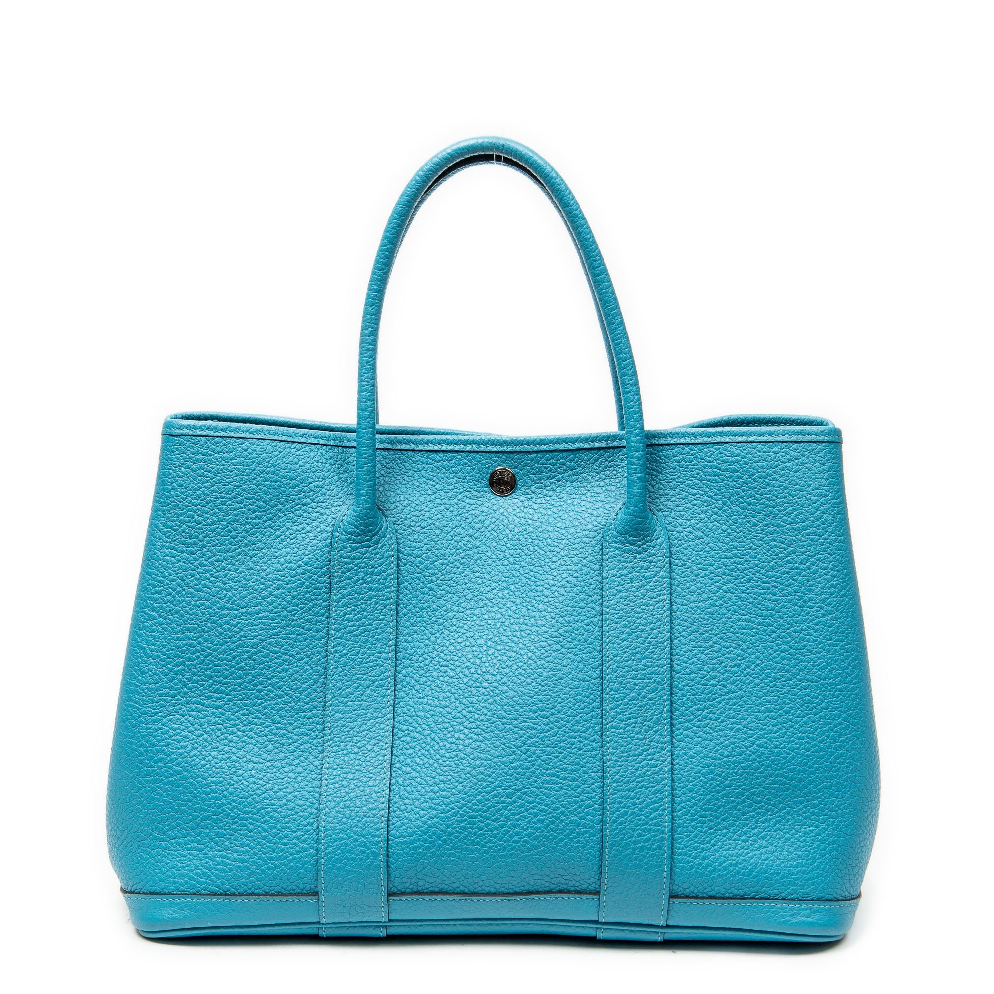 Hermes Garden Party Handbag Turquoise Negonda Leather 2014