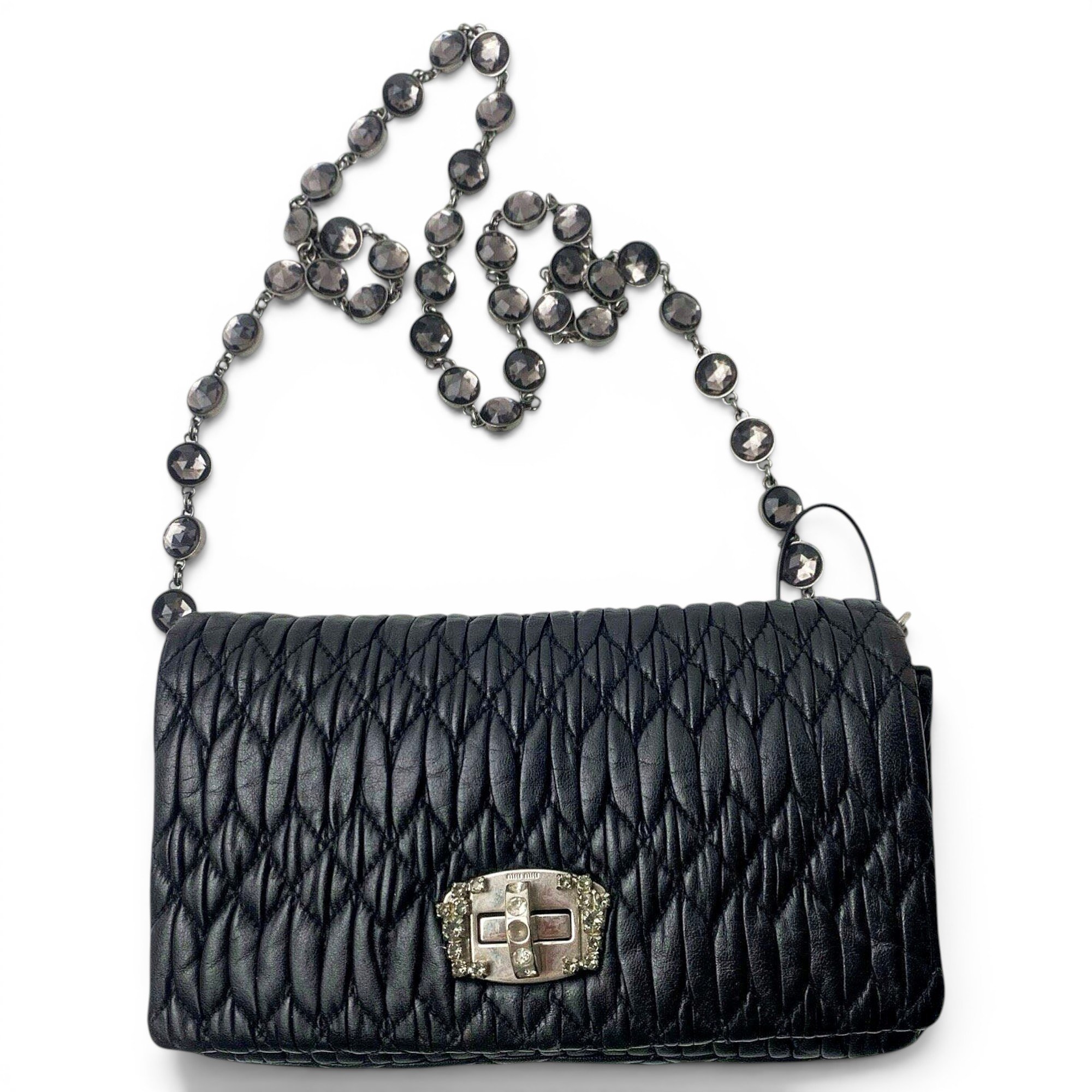 Miu Crystal leather handbag