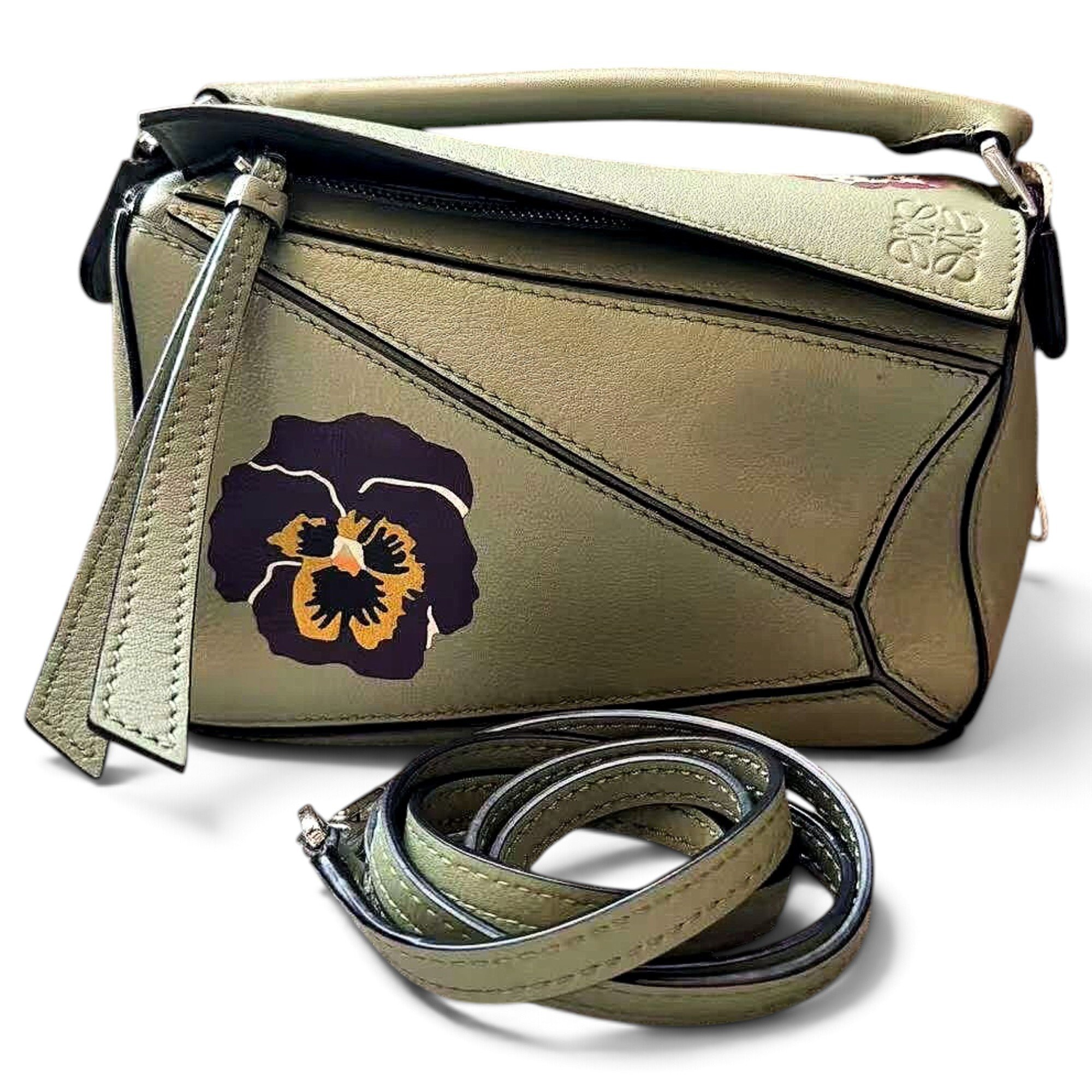 Puzzle leather handbag