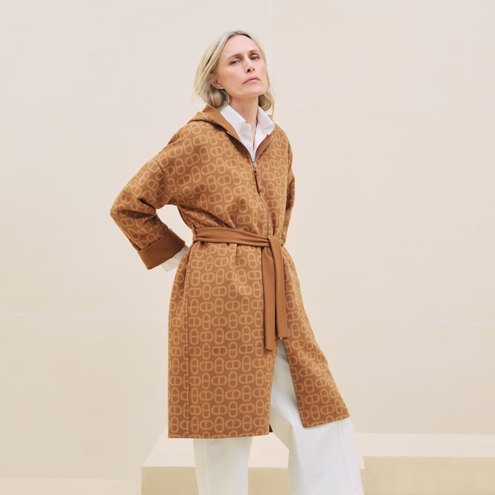 Marron Caramel Hooded Reversible Duffle-coat