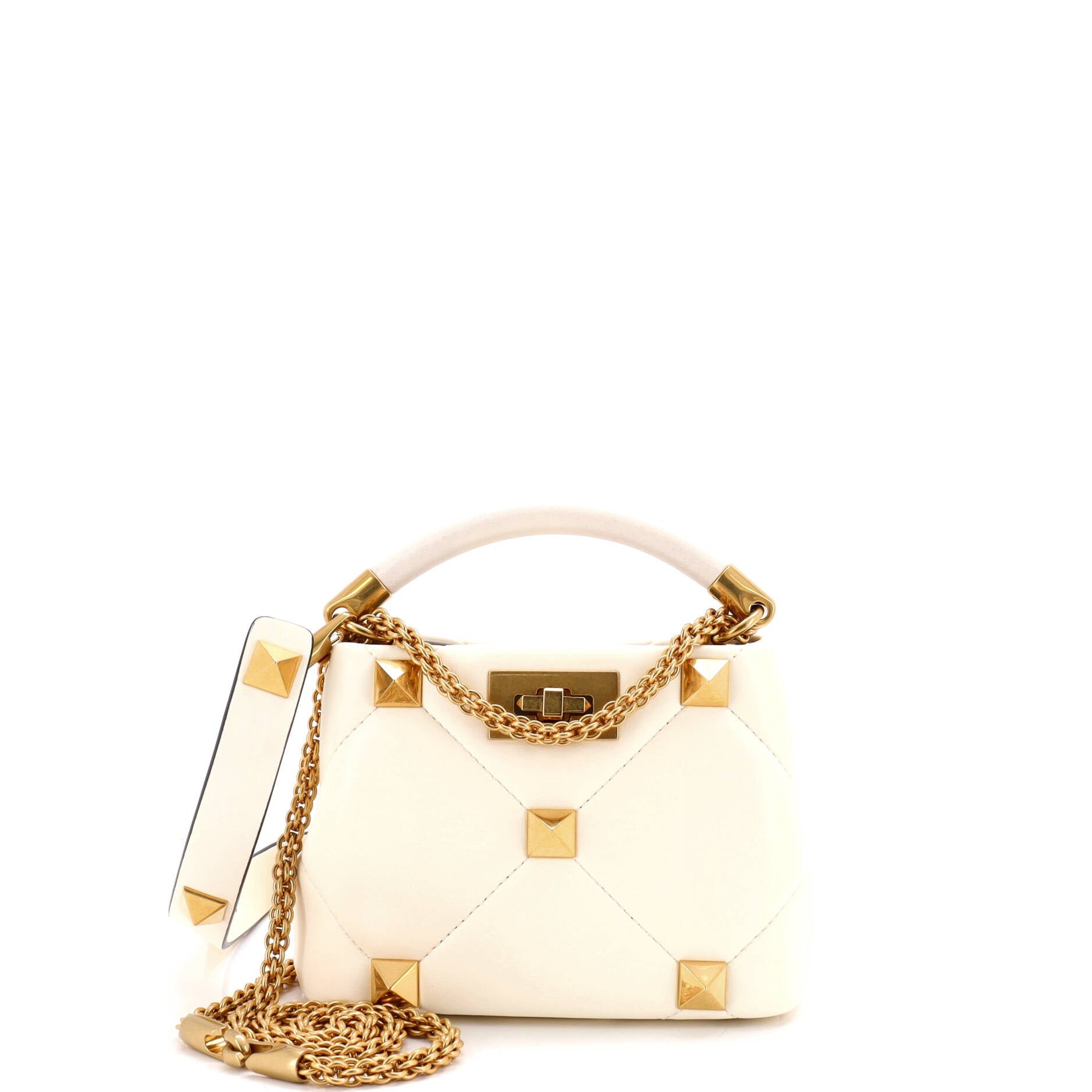 Valentino Garavani Roman Stud Top Handle Bag Quilted Leather Small