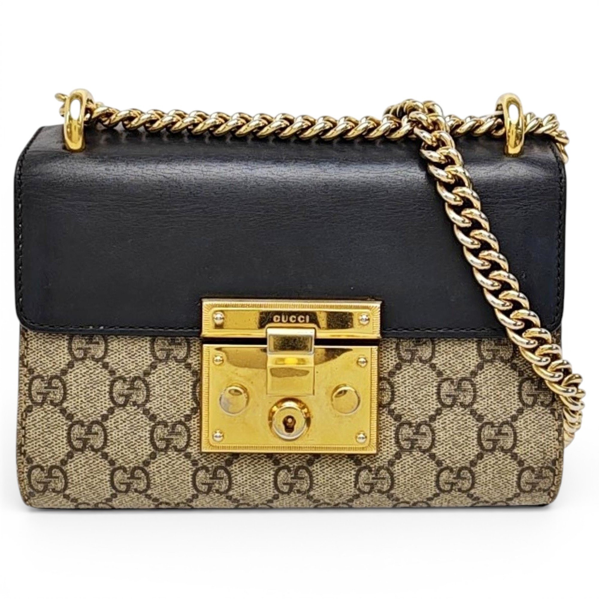 Padlock leather handbag