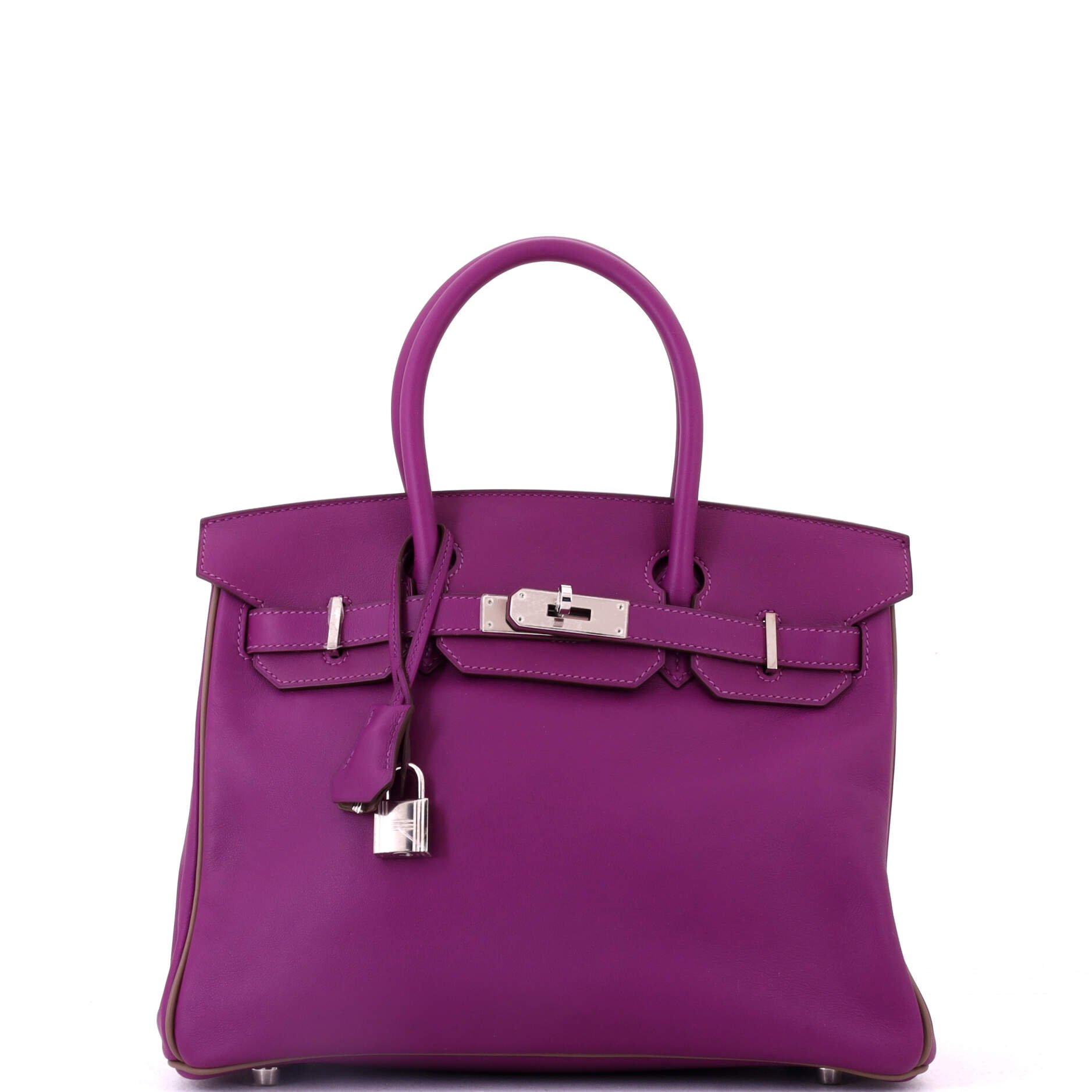 Hermes Birkin Handbag Bicolor Swift with Palladium Hardware 30