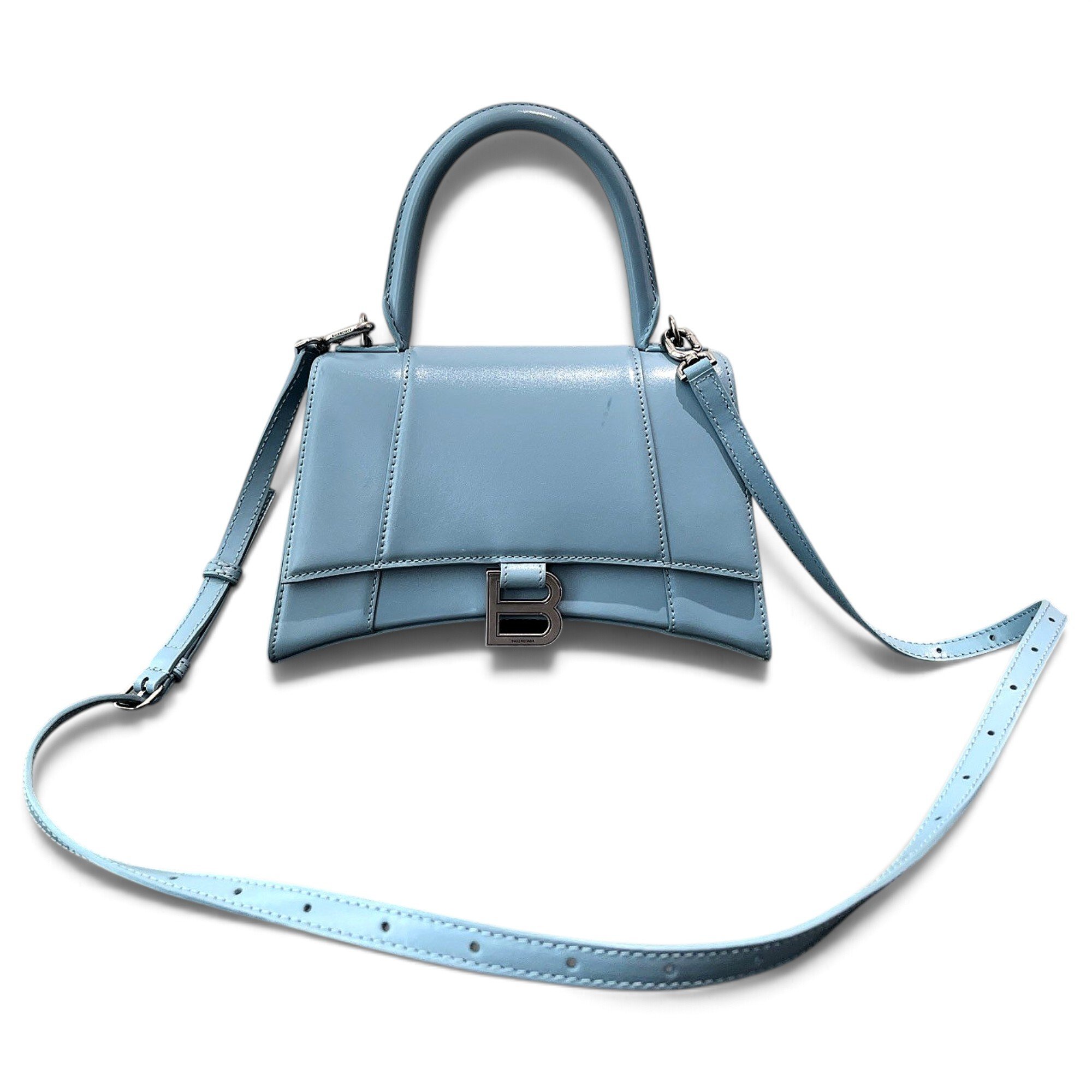 Hourglass leather handbag
