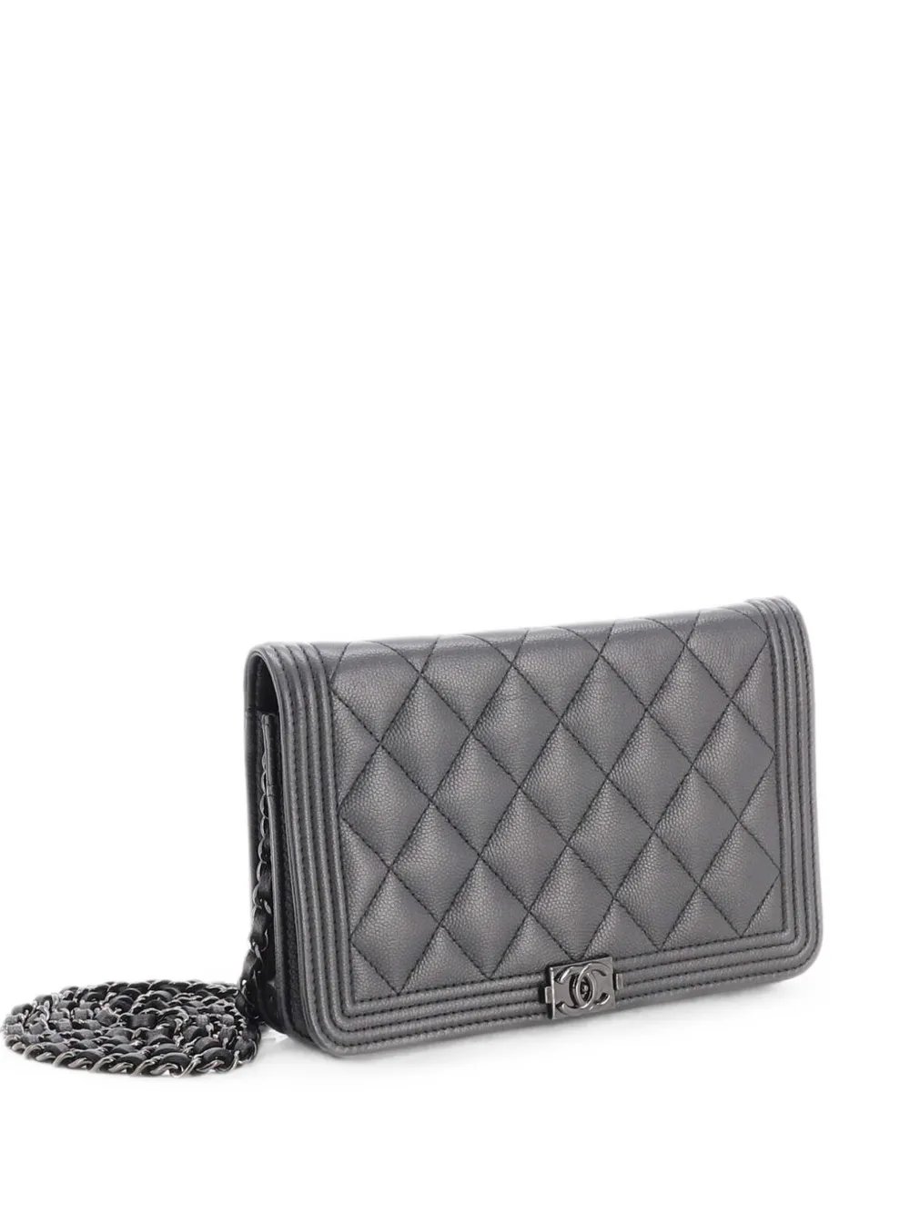 So Black Boy Wallet on Chain Quilted Caviar crossbody bag