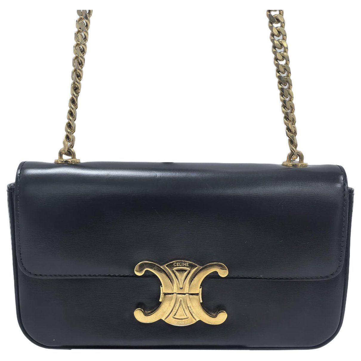 Triomphe chain leather handbag