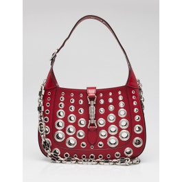 Gucci Red Smooth Leather Ha Ha Ha Jackie 1961 Grommet Shoulder Bag