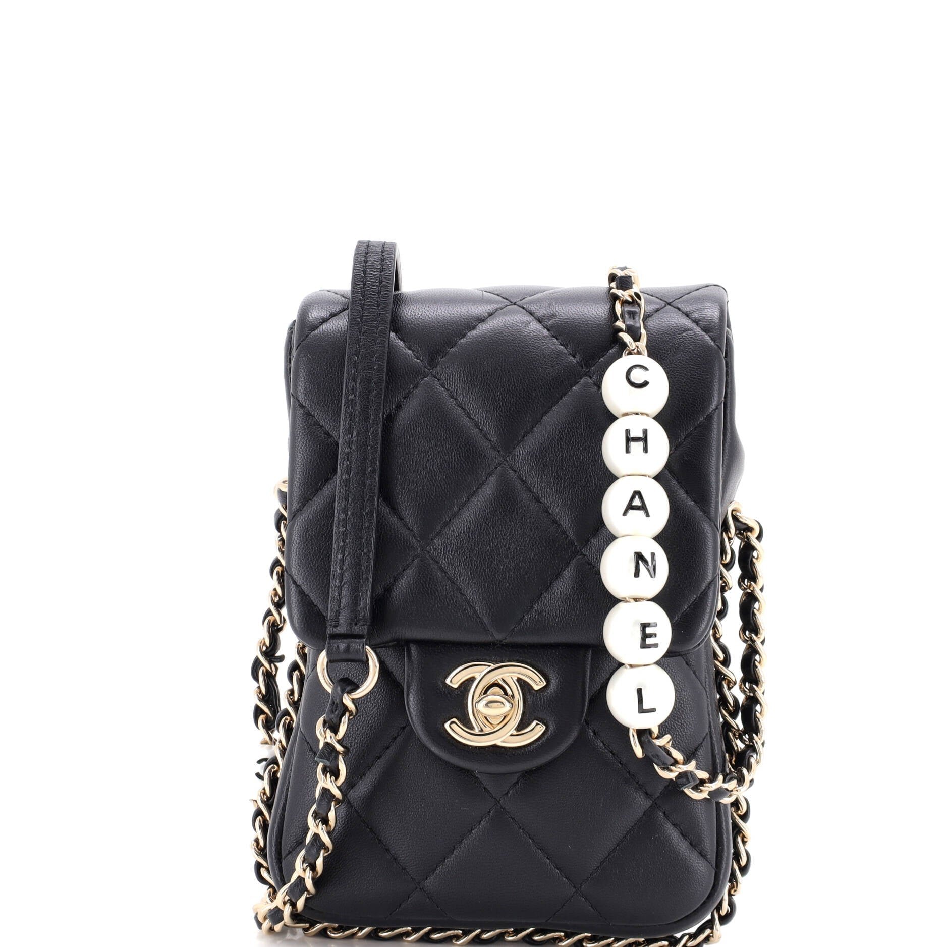 My Precious Pearls Phone Flap Crossbody Bag Quilted Lambskin