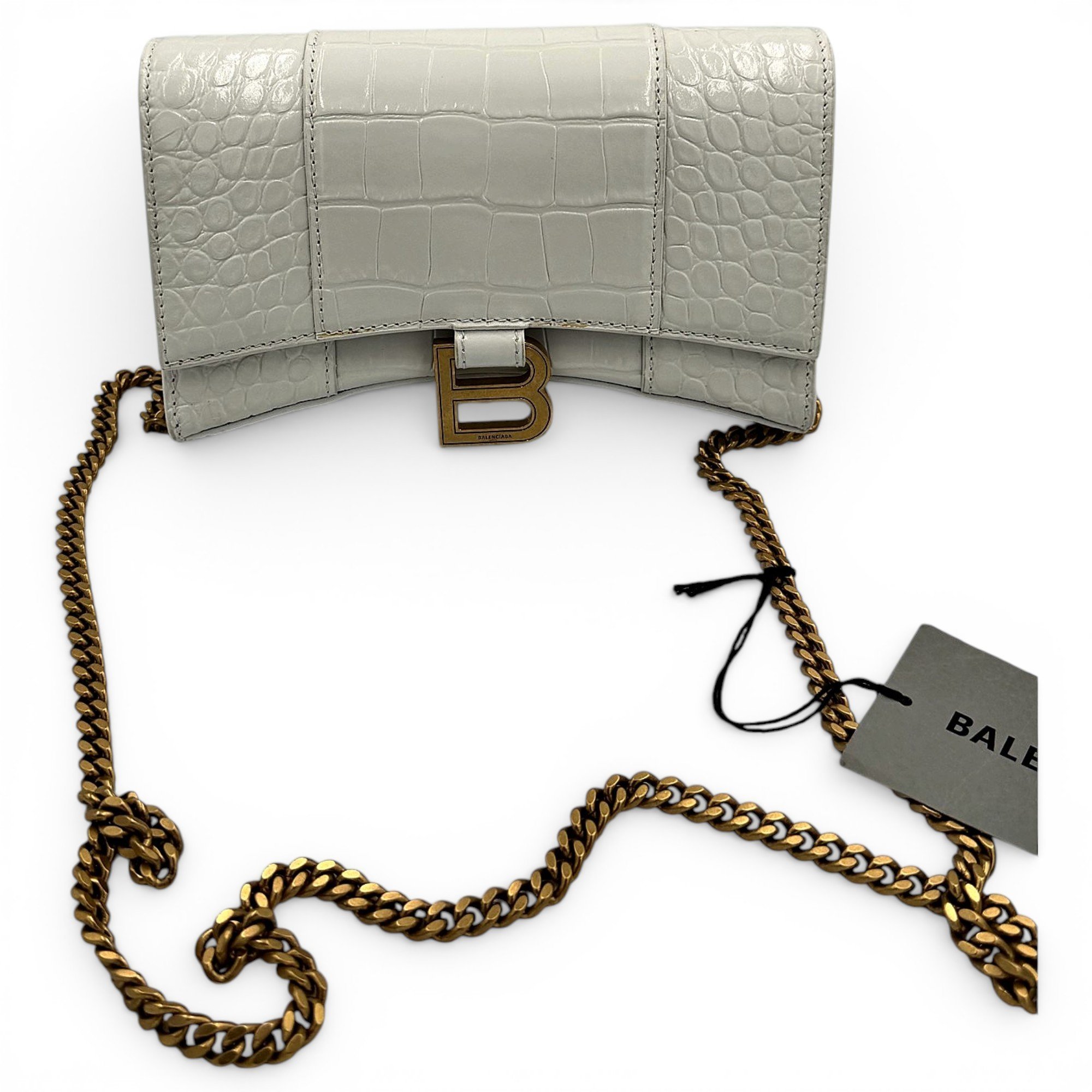 Hourglass leather handbag