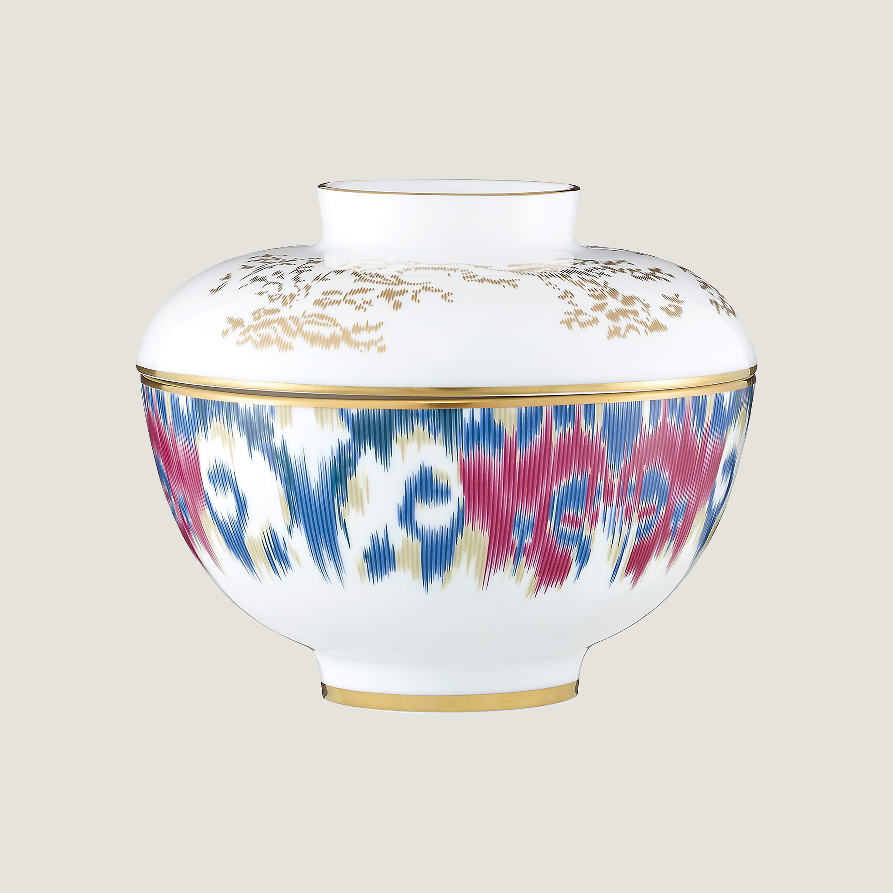 Voyage en Ikat bowl with lid, large model