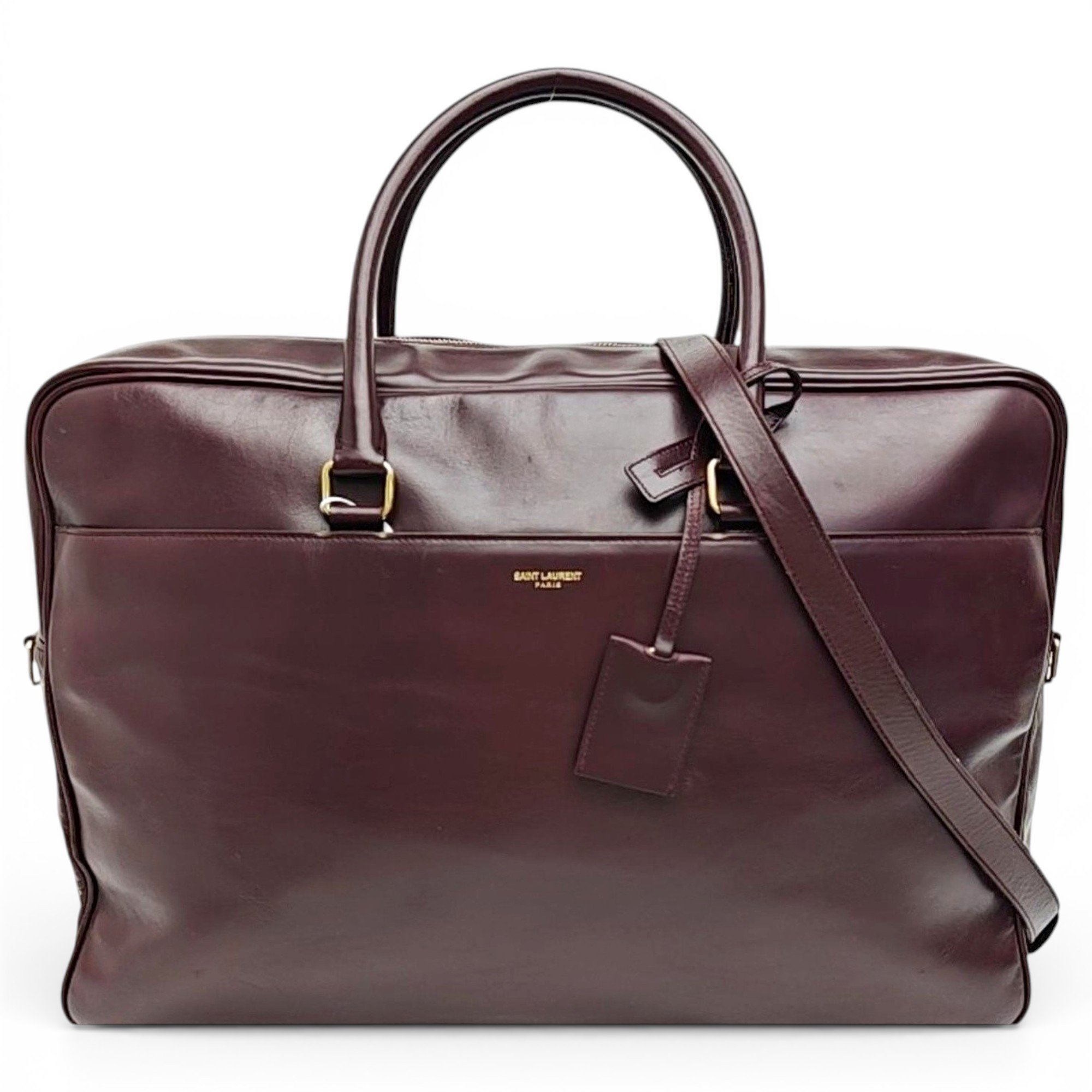 Duffle leather handbag