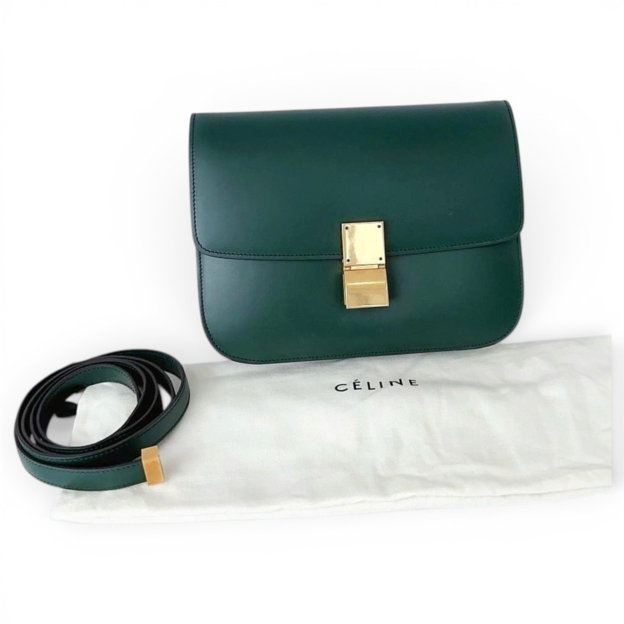 Clasp box leather handbag