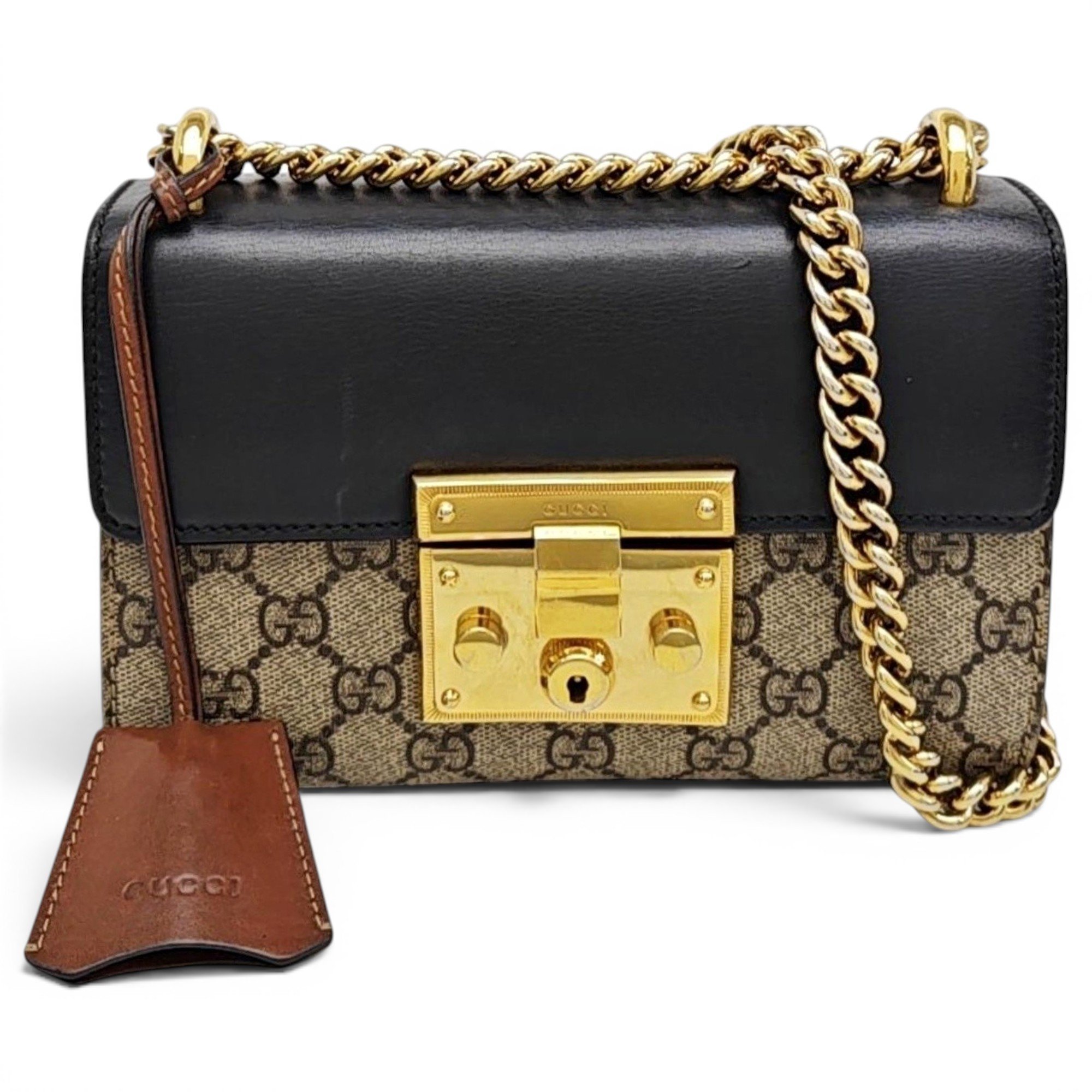 Padlock leather handbag