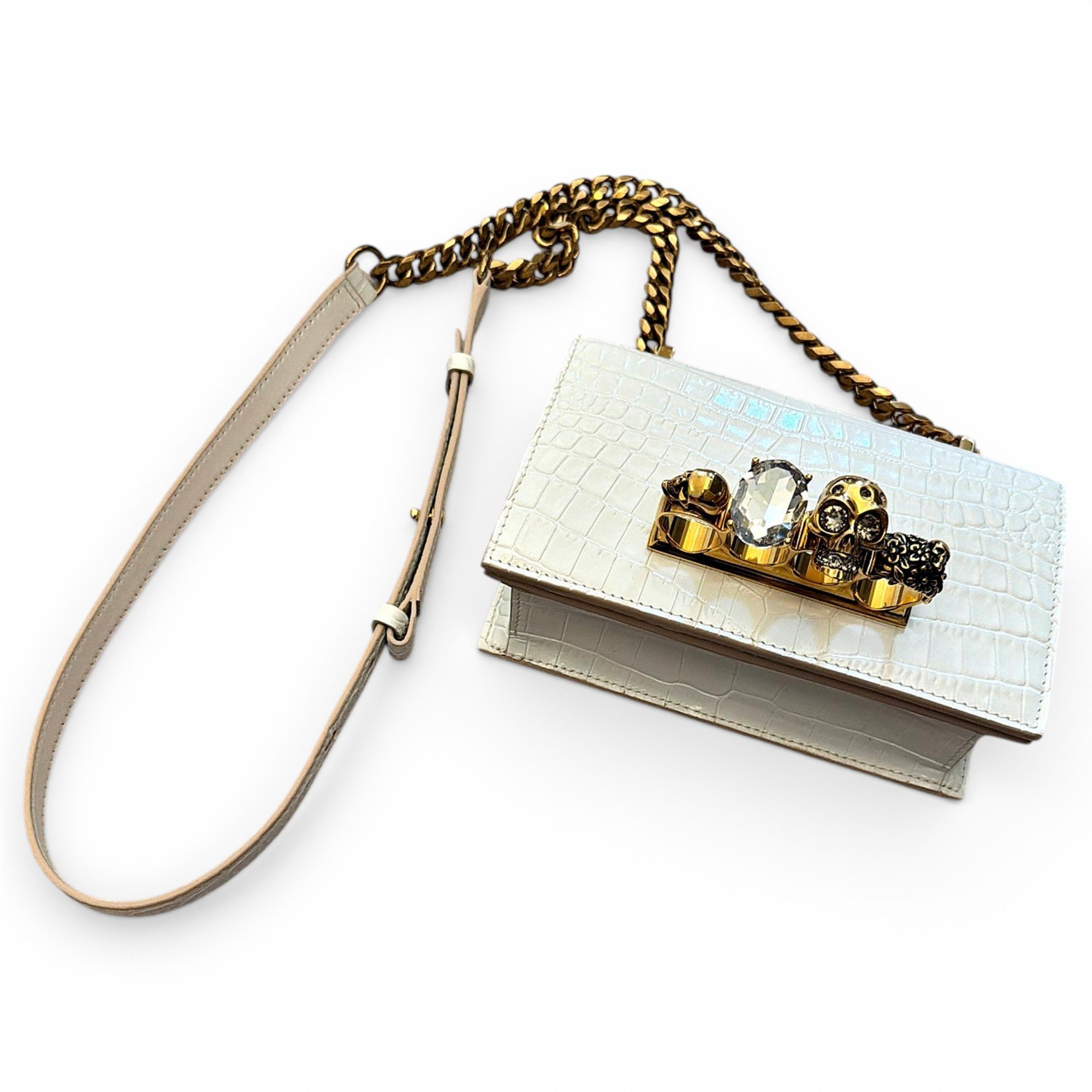 Knuckle leather crossbody bag