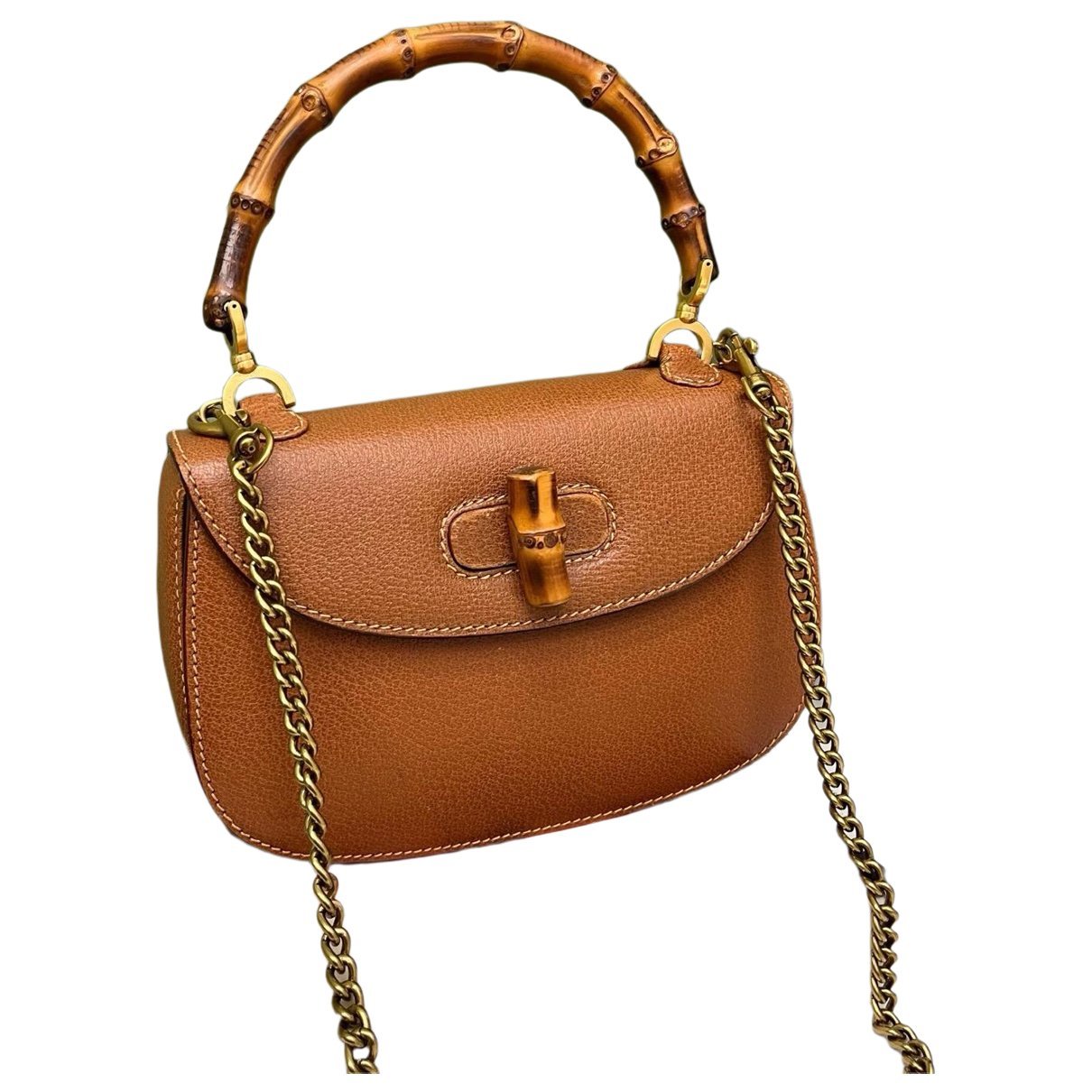 Convertible Bamboo Top Handle leather handbag