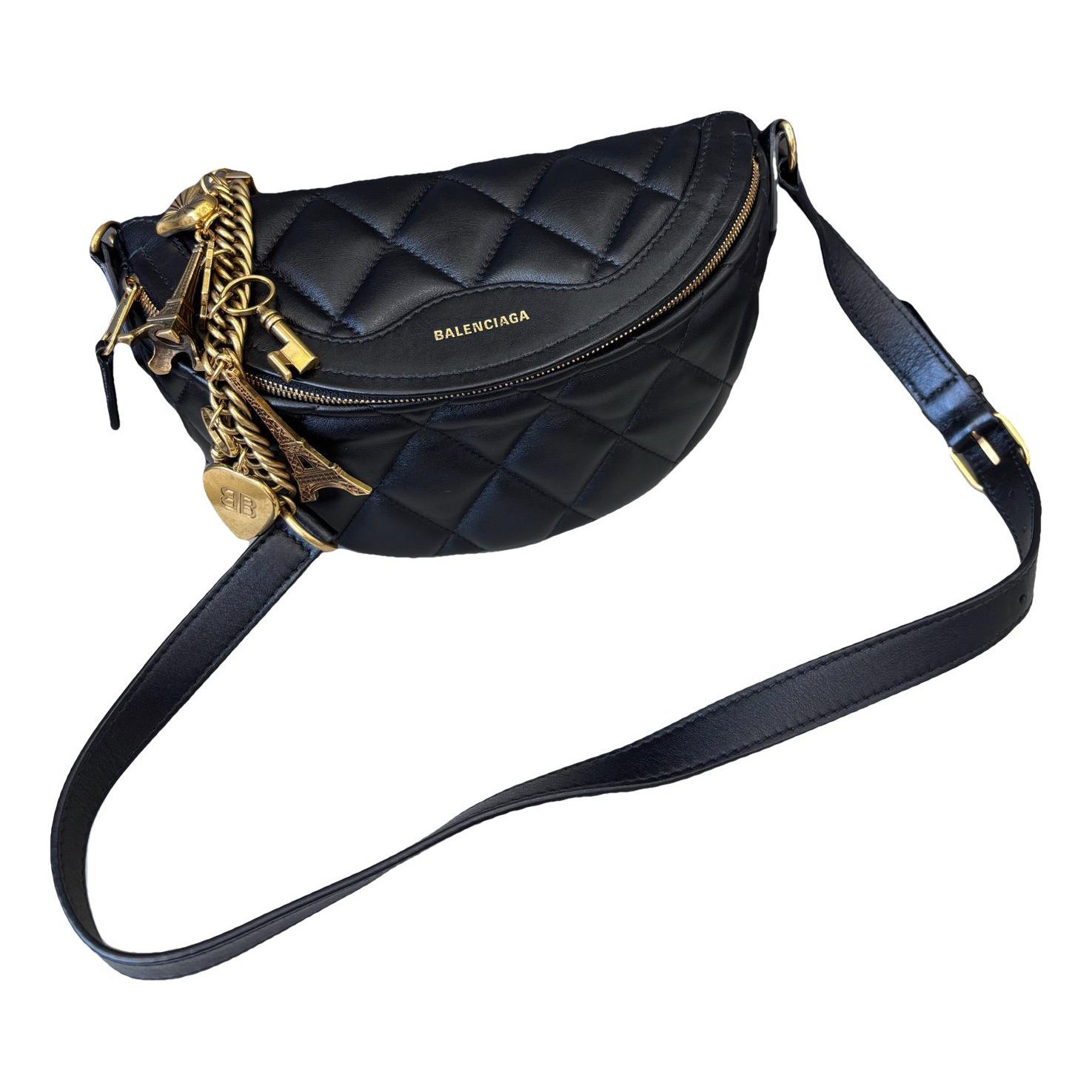 BB Round leather crossbody bag
