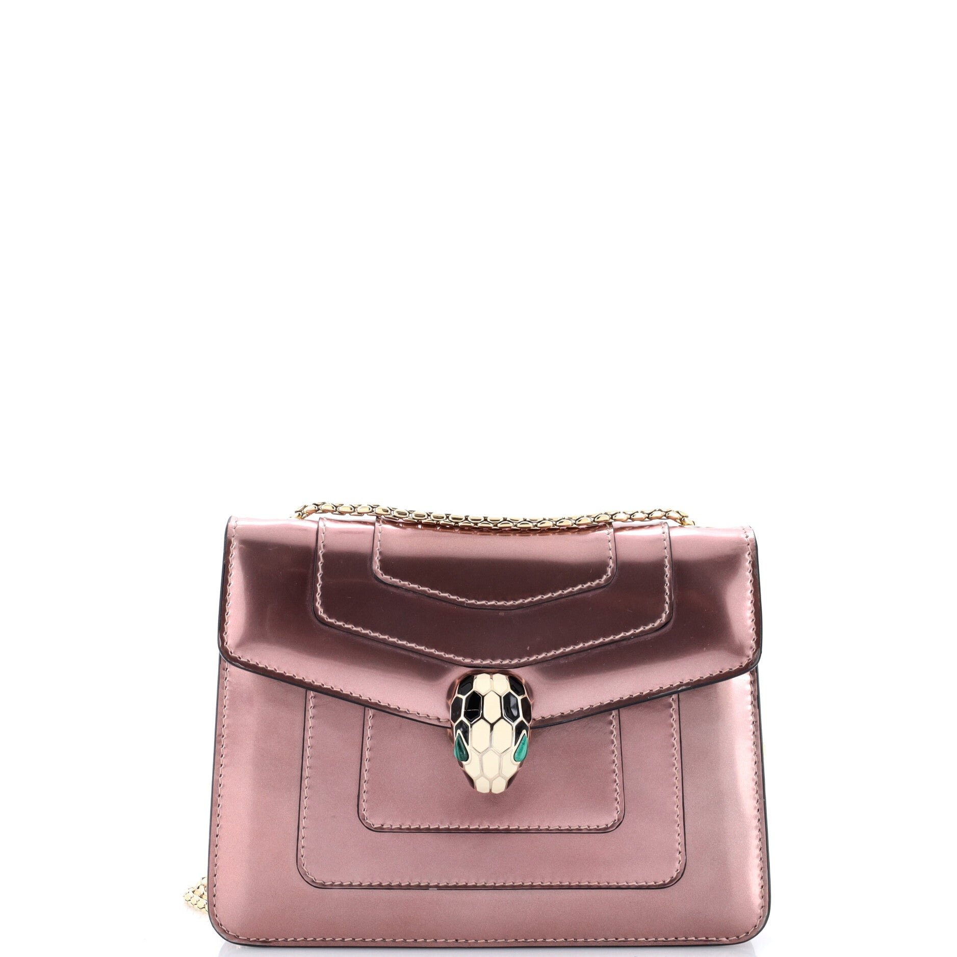 Serpenti Forever Square Shoulder Bag Metallic Leather Small