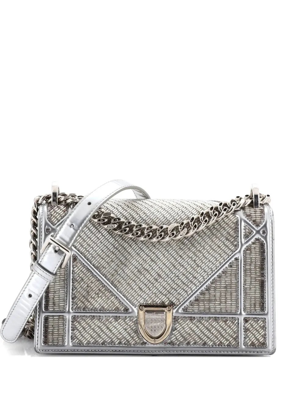Diorama Flap Bag Beaded Leather Small shoulder bag